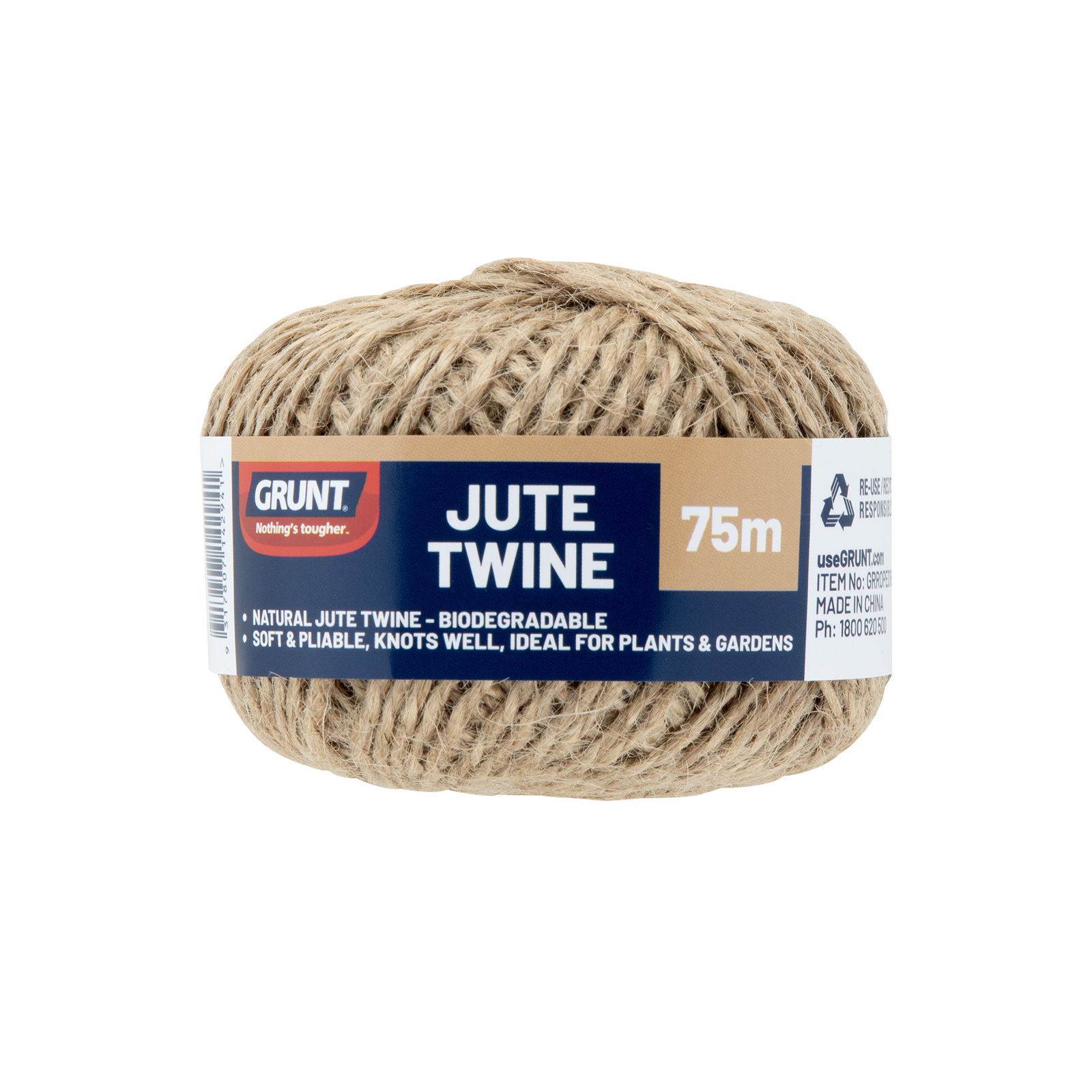 GRUNT 75m Natural Jute Twine – eco-friendly biodegradable jute twine for garden, craft, gifting, and plant support. Rustic natural look ideal for DIY and home décor. Available at Bunnings AU and NZ.