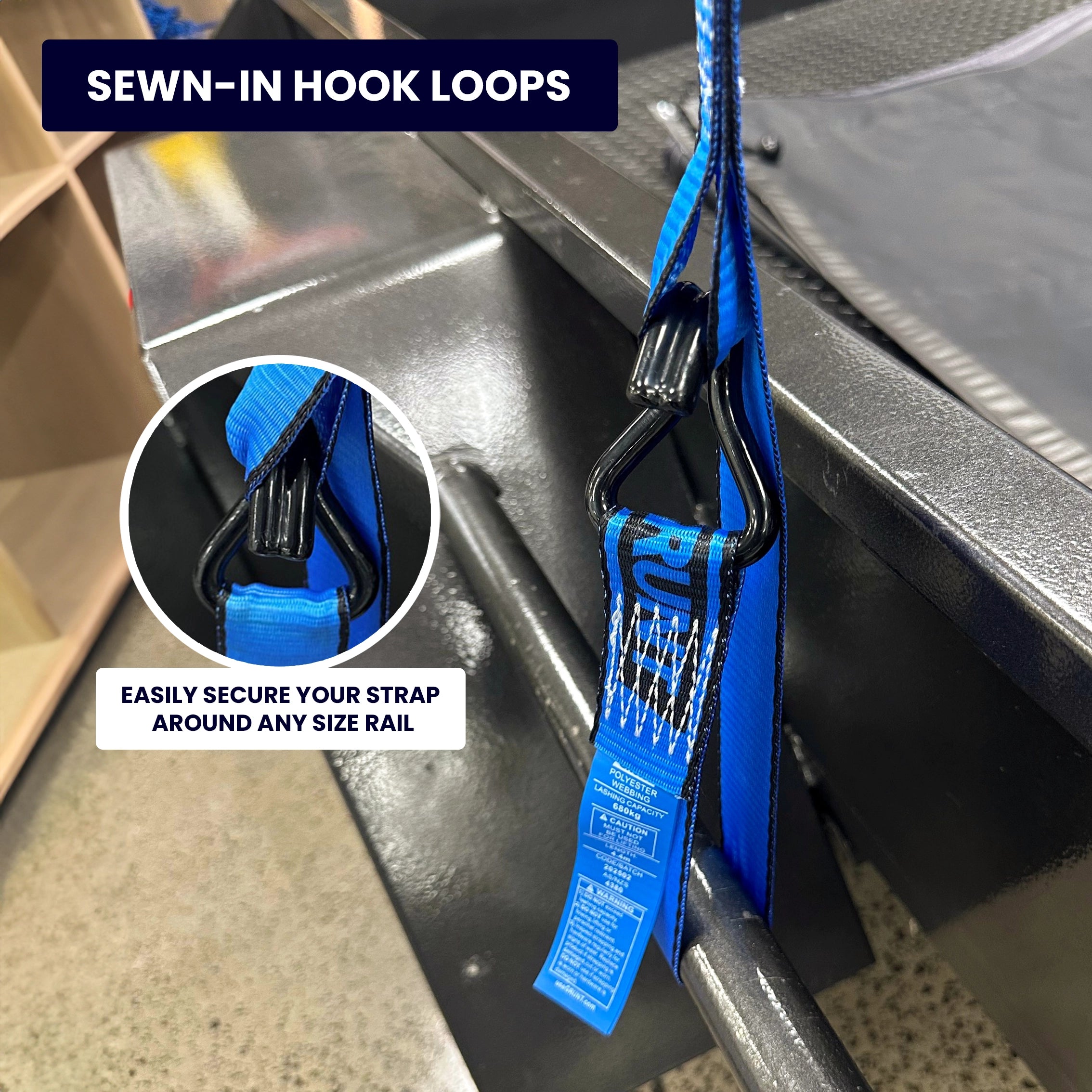 Grunt 38mm x 5m 680kg Ratchet Tie Down Set - 4 Pack