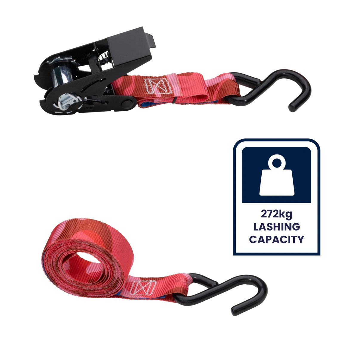 Grunt 25mm X 3m Camo 272kg Pink Ratchet Tie Down