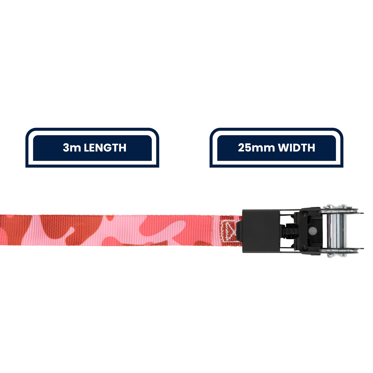 Grunt 25mm X 3m Camo 272kg Pink Ratchet Tie Down