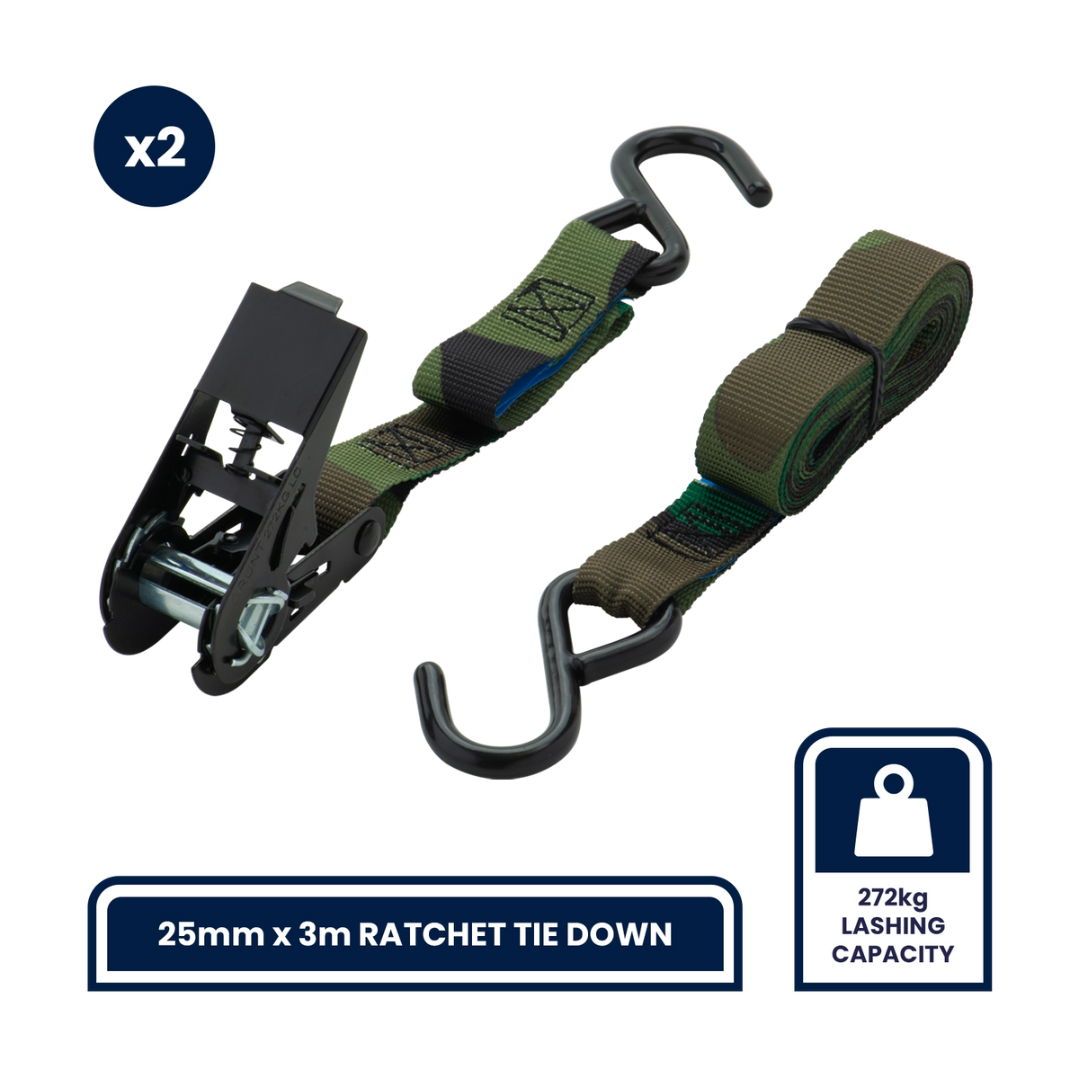 Grunt Camo Ratchet Straps, Cambuckle, & Tarp - 5 Piece Kit