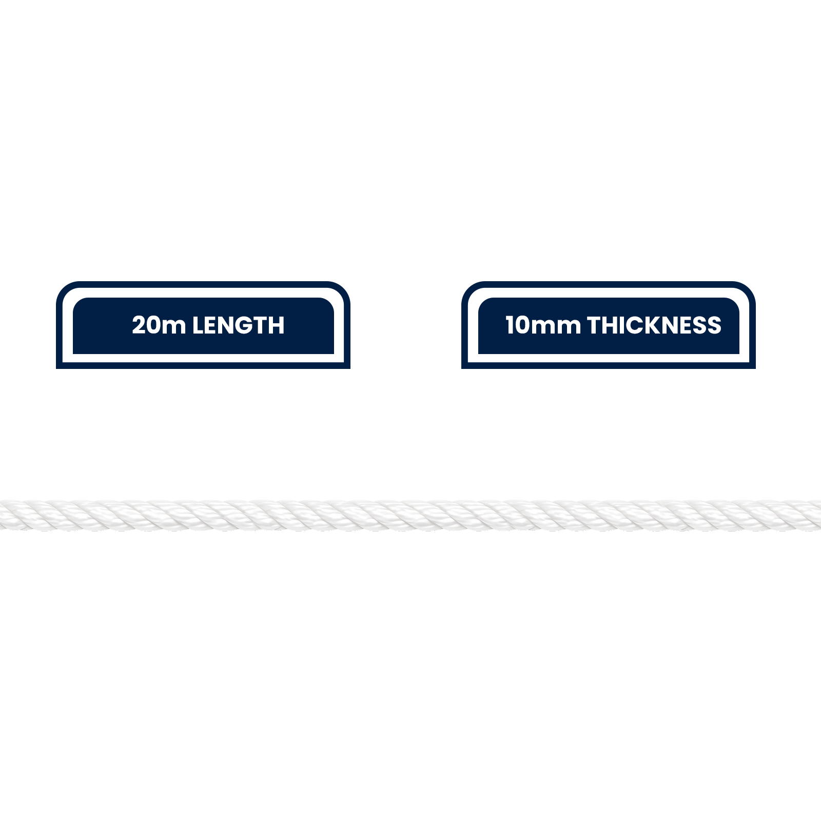 GRUNT 10mm x 20m White Super Silver Rope – thick UV-resistant polypropylene rope for heavy-duty outdoor securing, towing, and construction use. High-tensile strength for professionals. Available at Bunnings AU and NZ.