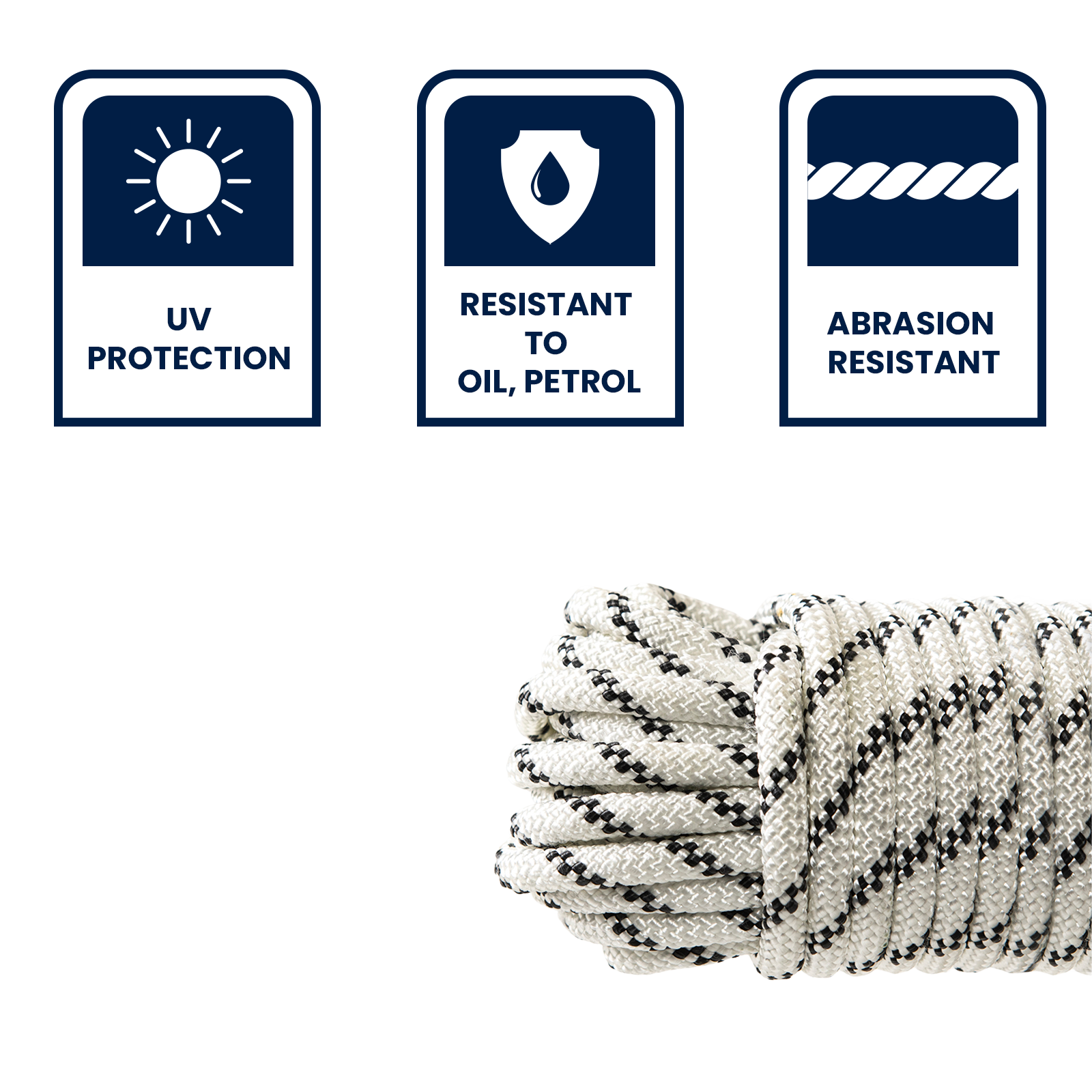 GRUNT 10mm x 30m White High Strength Rope – extra-thick, high-tensile UV-stabilised rope for towing, fencing, and load restraint. Built to perform in tough outdoor conditions. Available at Bunnings AU and NZ.