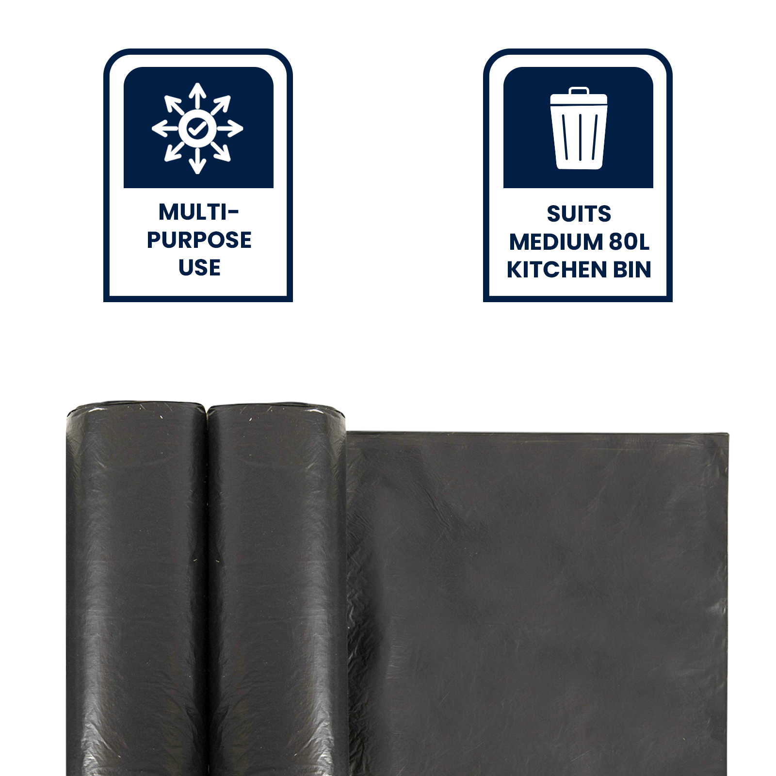GRUNT 80L Black Small Wheelie Bin Liners 50-Pack – strong bin liners for 80L wheelie bins. Value 50-pack for residential and light commercial waste management. Available at Bunnings AU.