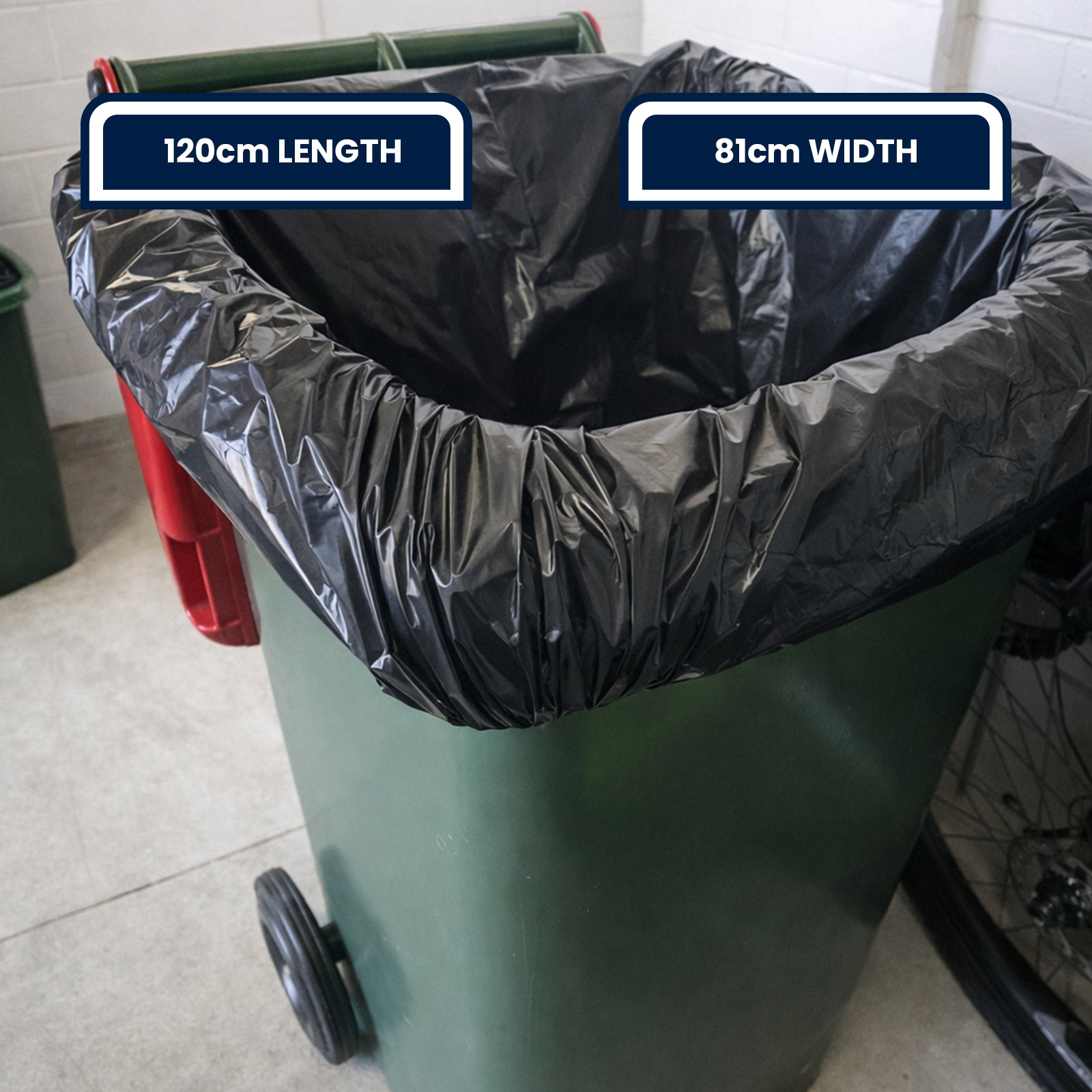 GRUNT 80L Black Small Wheelie Bin Liners 50-Pack – strong bin liners for 80L wheelie bins. Value 50-pack for residential and light commercial waste management. Available at Bunnings AU.