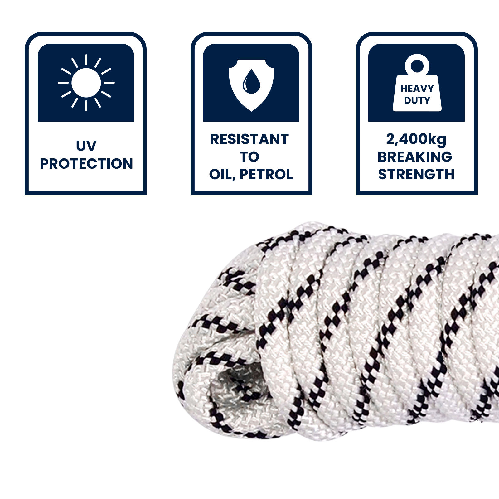 GRUNT 12mm x 30m White High Strength Rope – premium thick UV-resistant polypropylene rope for demanding load-bearing, marine, and industrial applications. Maximum strength for professionals. Available at Bunnings AU and NZ.