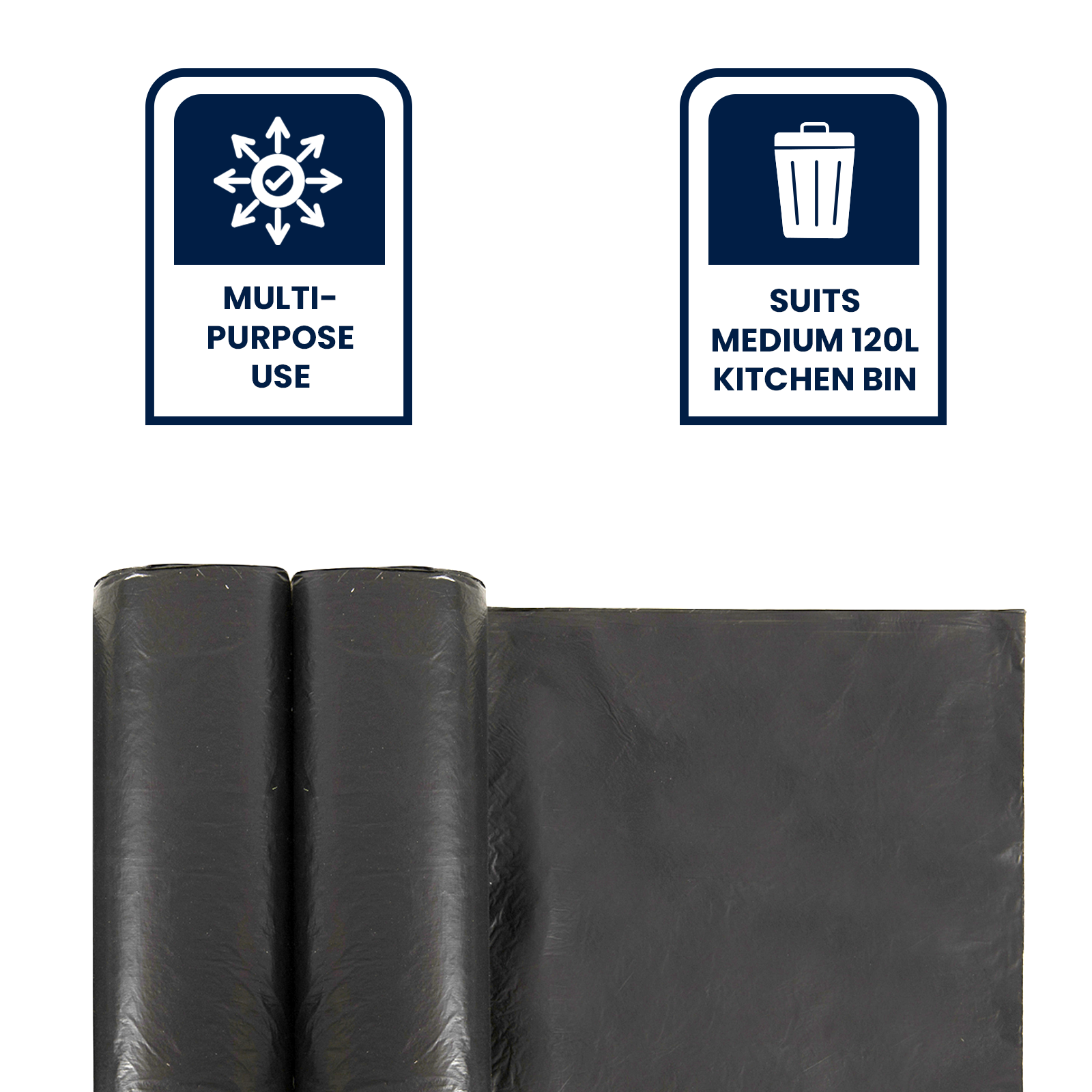 GRUNT 120L Black Wheelie Bin Liner 20-Pack – heavy-duty bin liners for 120L wheelie bins. Strong, puncture-resistant bags for council and commercial waste collection. Available at Bunnings AU and NZ.