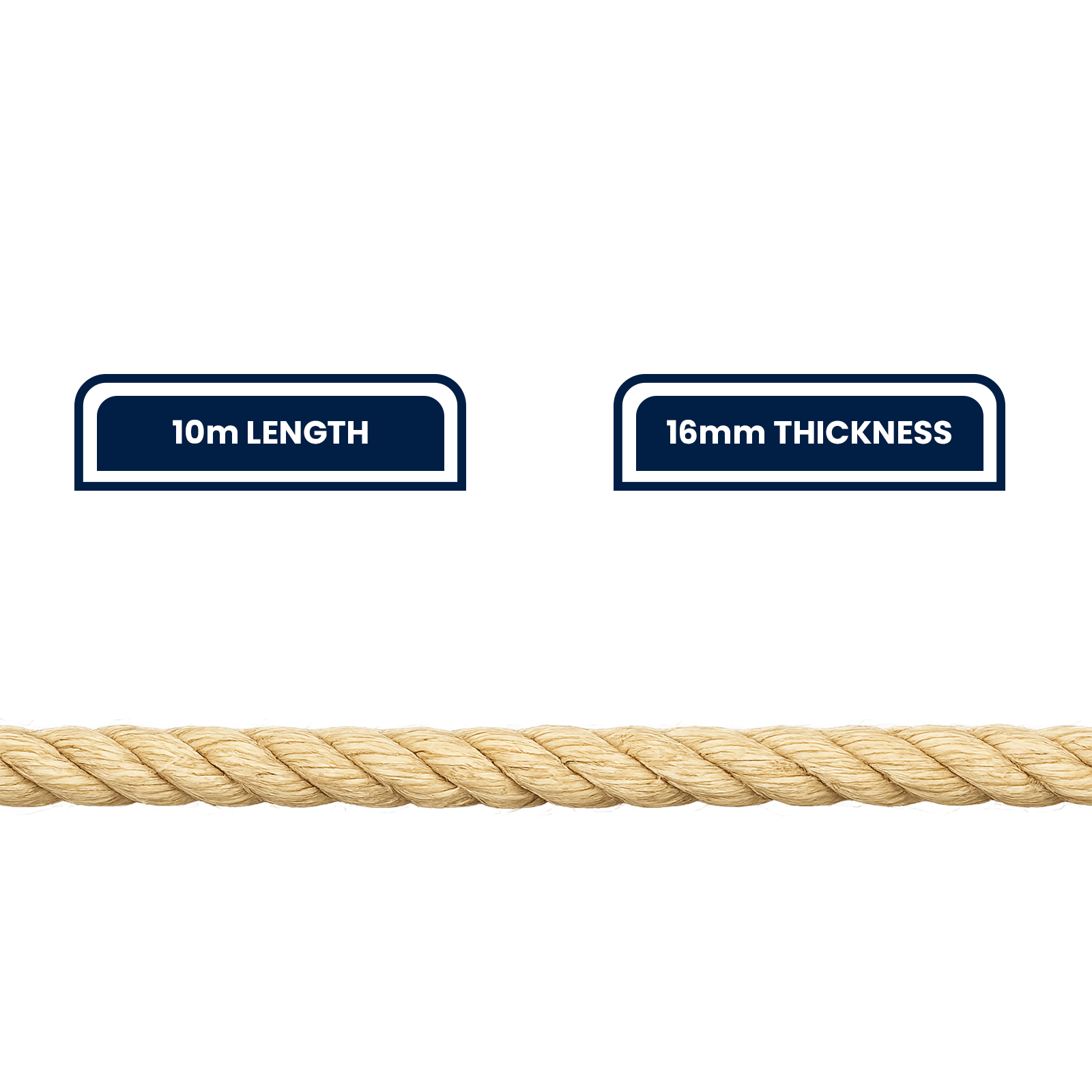 GRUNT 16mm x 10m Natural Sisal Twisted Rope – premium extra-thick sisal rope for commercial cat furniture, heavy nautical decor, and large-scale craft projects. Strong, natural, and eco-friendly. Available at Bunnings AU and NZ.
