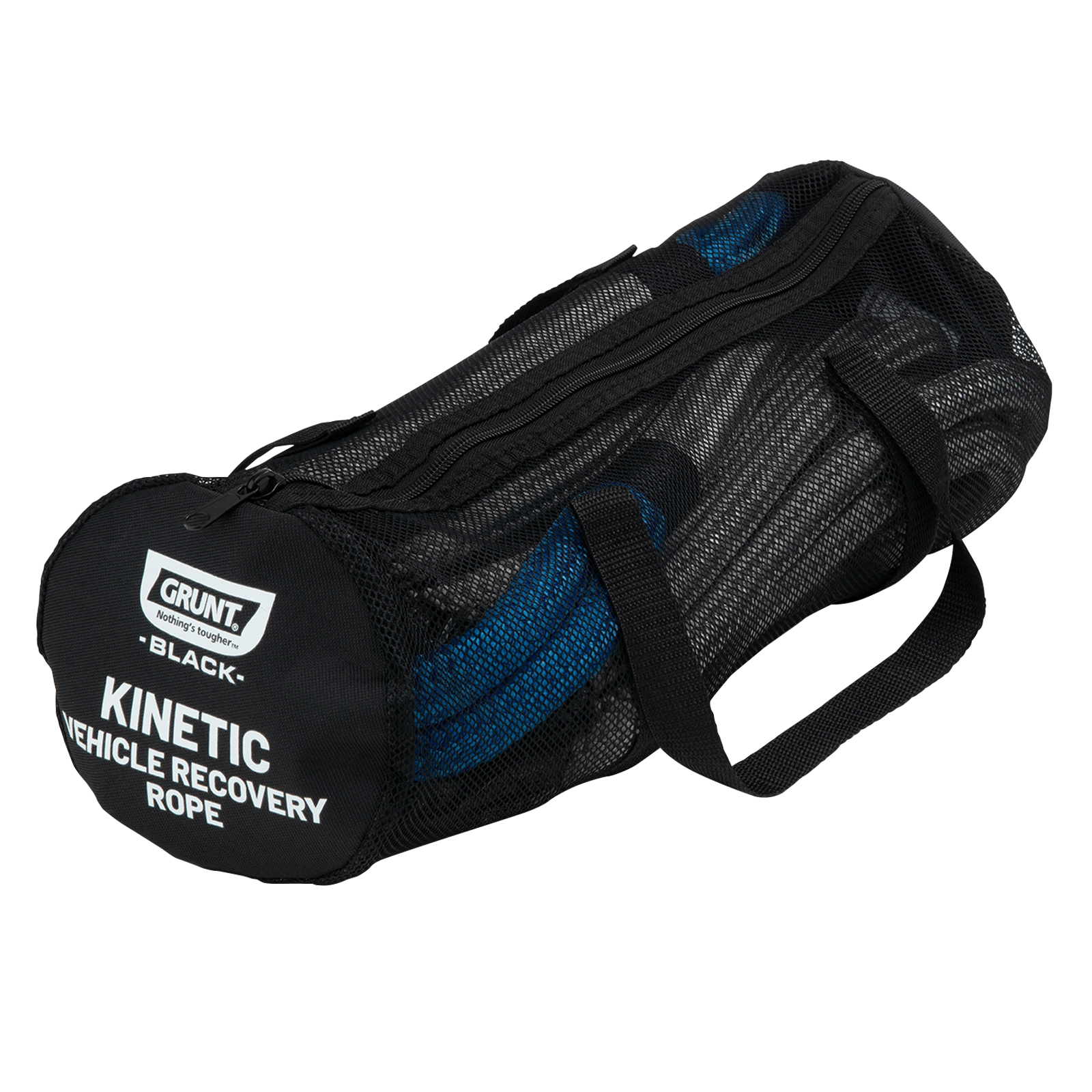 GRUNT 19mm x 9m Grey Kinetic Nylon Recovery Rope – 9000kg kinetic energy recovery rope for 4WD and off-road vehicle extraction. Stretch-absorbing construction for smooth and safe recovery. Available at Bunnings AU and NZ.