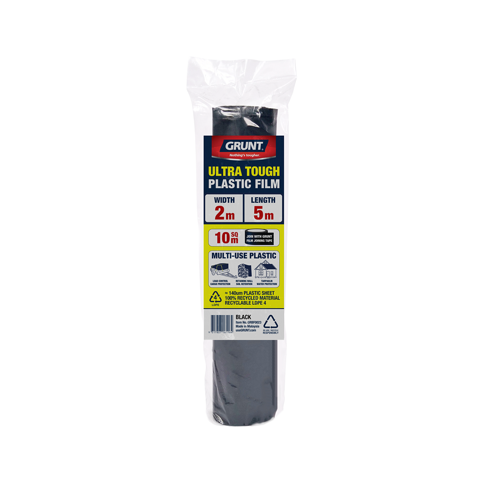 Grunt 2m x 5m Black 140um Multi Use Plastic Film