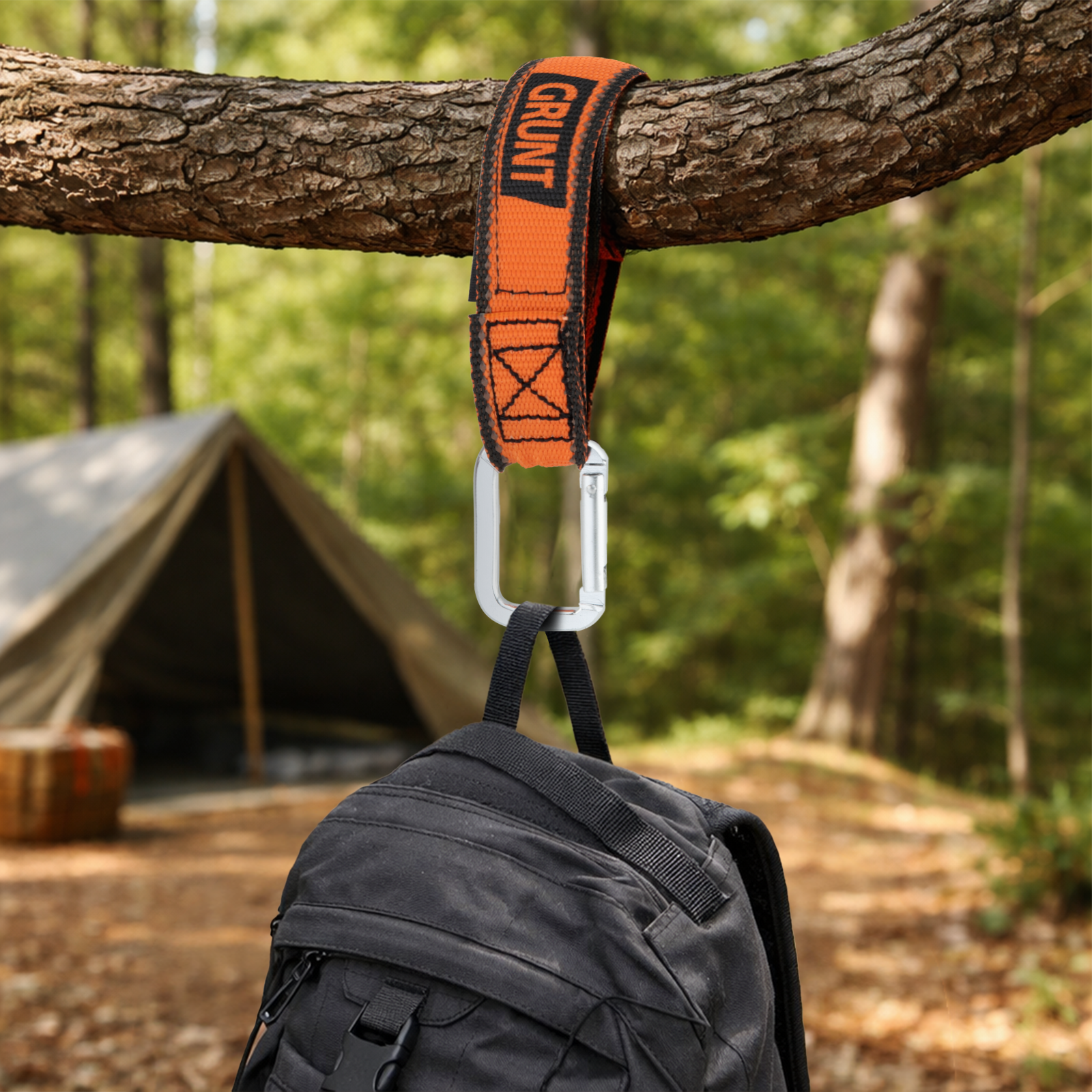 GRUNT 20cm Handy Hanger and Carabiner Clip – versatile carabiner hook for camping, hanging gear, and general-purpose clip and hang applications. Lightweight and easy to use. Available at Bunnings AU and NZ.