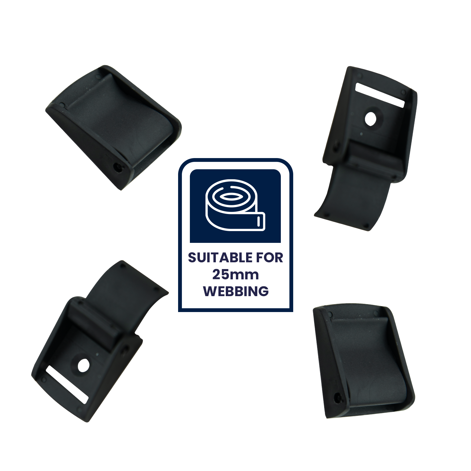 GRUNT 25mm Black Cam Buckle 2-Pack – strong cam-lock buckles for 25mm webbing straps, tie-downs, and bag closures. Quick-adjust no-slip locking mechanism. Available at Bunnings AU and NZ.
