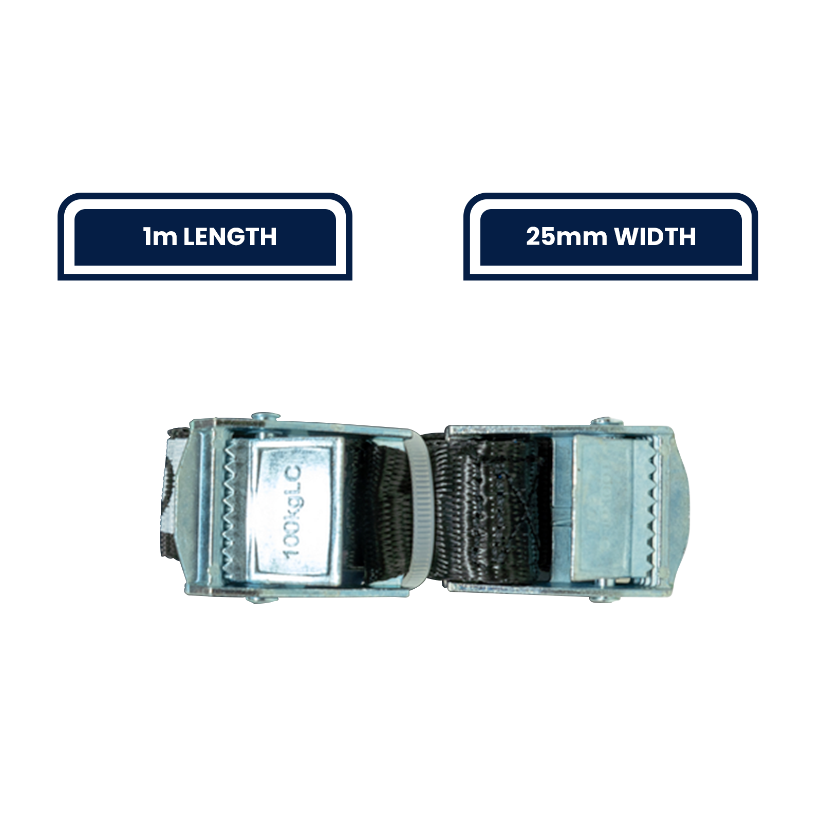 GRUNT 25mm x 1m Black Pull Tie Down Strap 2-Pack – compact cam-buckle pull straps for securing light loads, bikes, and camping gear. Simple pull-to-tighten mechanism for fast load securing. Available at Bunnings AU and NZ.