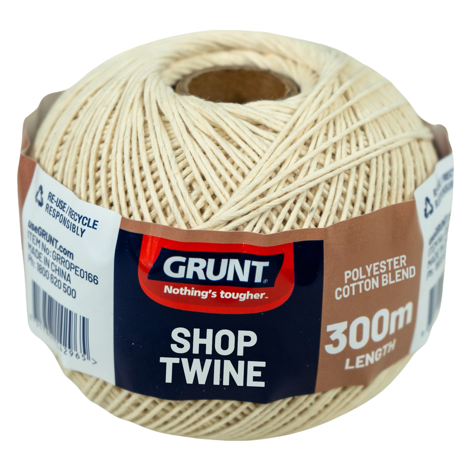 GRUNT 300m Natural Fibre Cotton Shop Twine – bulk roll of biodegradable cotton twine for retail, garden, packaging, and craft applications. Long-lasting, eco-friendly twine. Available at Bunnings AU and NZ.