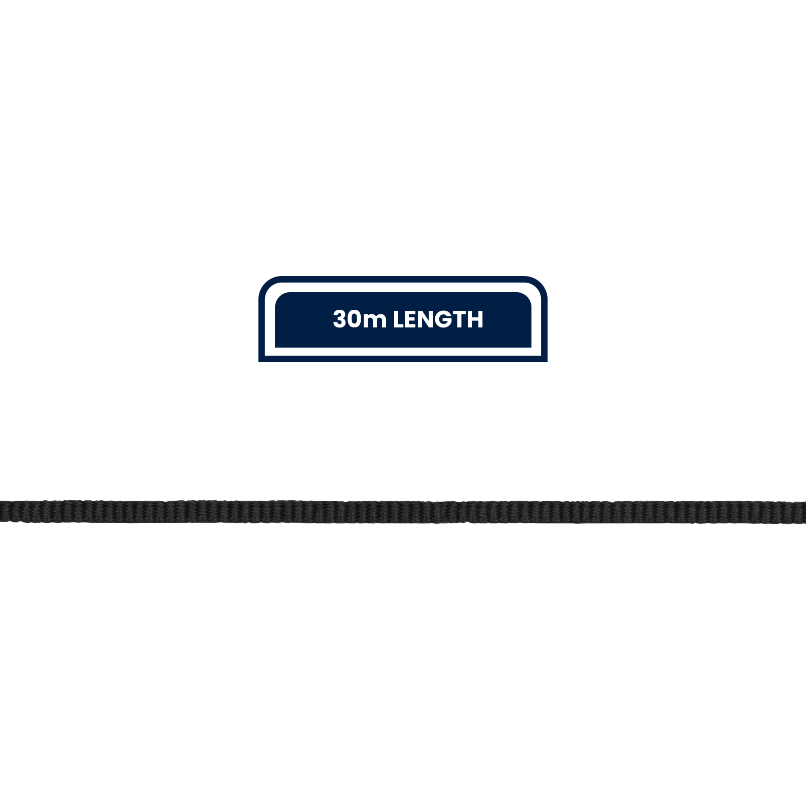 GRUNT 30m Black Flat Rope Refill Roll – replacement flat rope for ratchet tie-down straps and cargo securing systems. Durable black polyester webbing for ongoing load restraint use. Available at Bunnings AU and NZ.