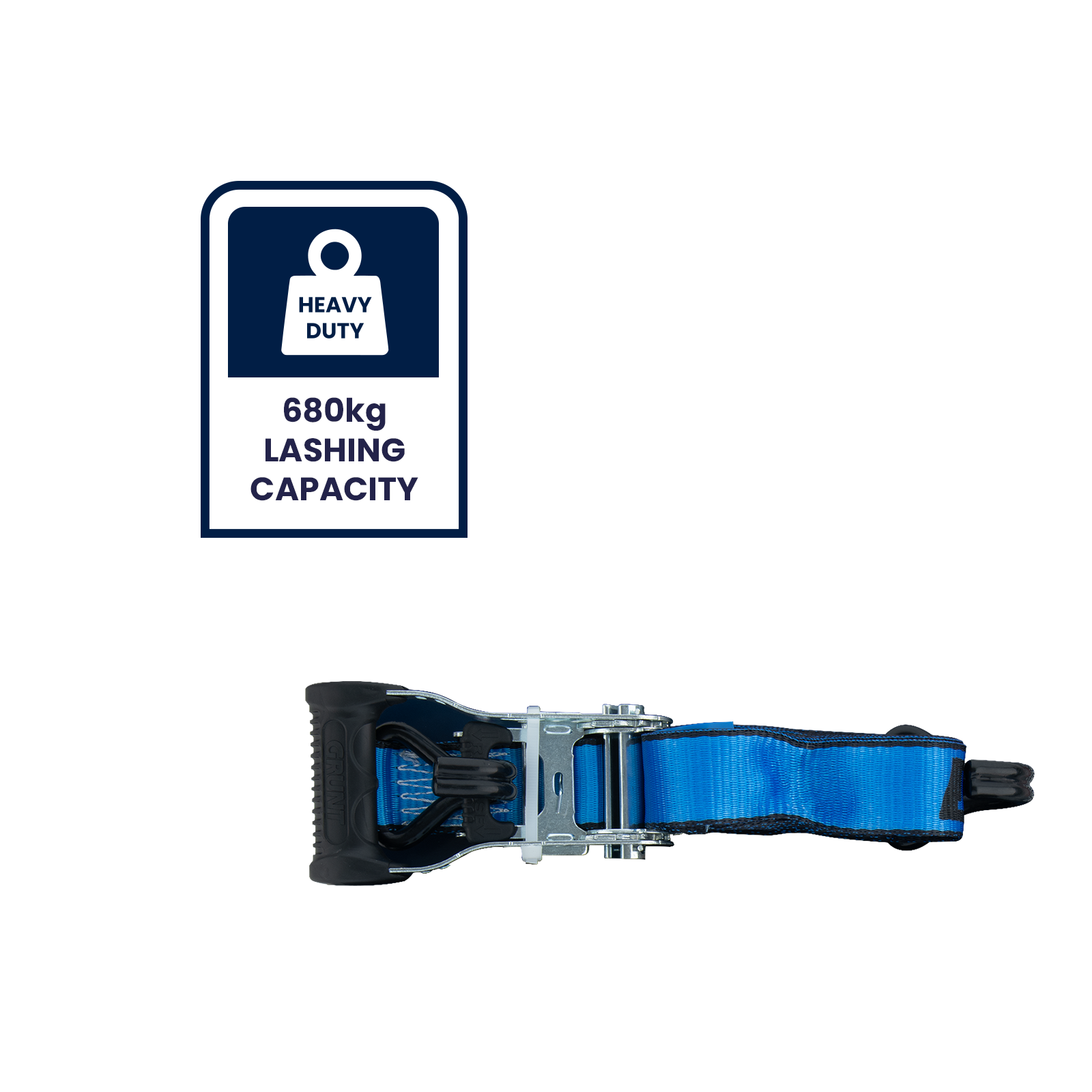 GRUNT 38mm x 5m Ratchet Tie Down 4-Pack – value set of heavy-duty ratchet straps for securing furniture, equipment, and cargo on trailers and utes. High working load for professional transport. Available at Bunnings AU and NZ.