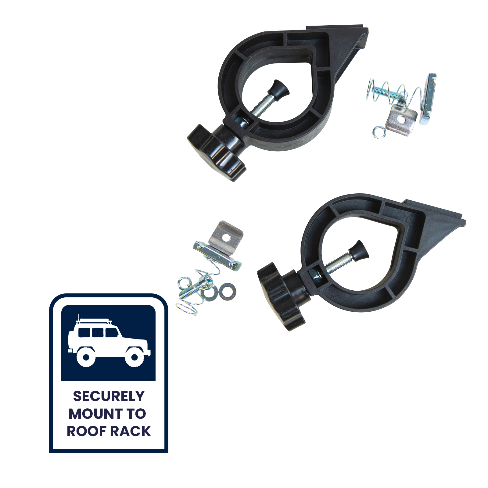 GRUNT 40mm Black T Slot Long Handle Tool Holder Set – T-slot compatible tool holder for ute trays and work vans. Secures shovels, rakes, brooms, and long-handled tools during transport. Available at Bunnings AU and NZ.