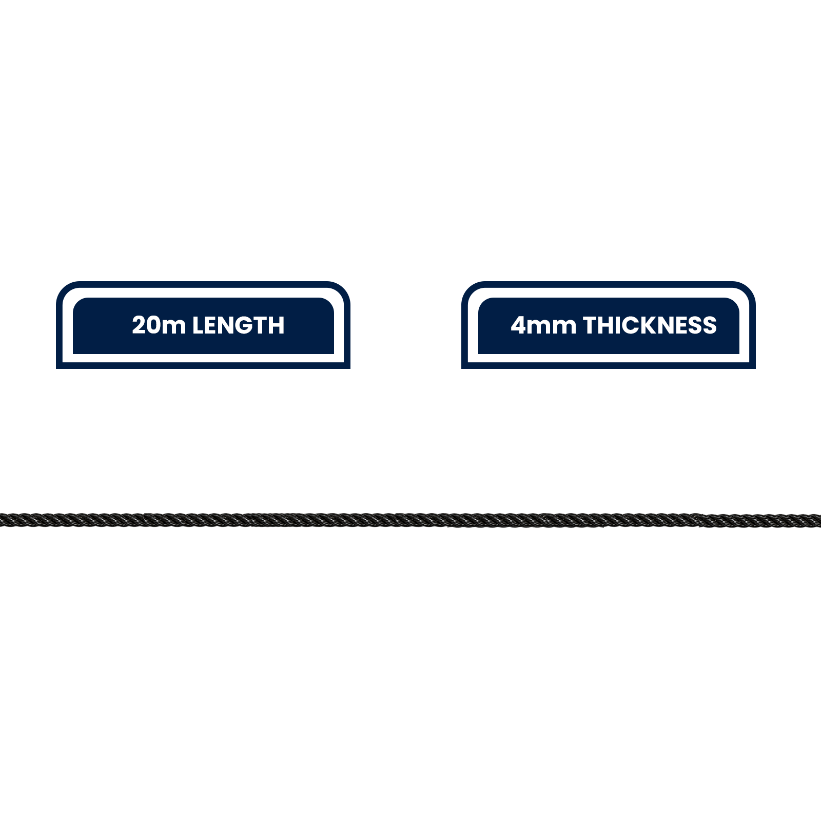 GRUNT 4mm x 20m Black Multi Purpose Rope – versatile black polypropylene rope for general tying, garden, camping, and outdoor securing tasks. UV-resistant and long-lasting. Available at Bunnings AU and NZ.