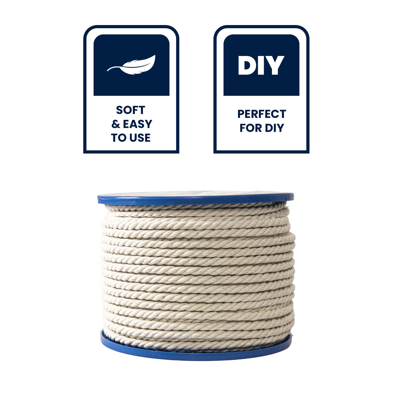 GRUNT 4mm x 50m White Macramé Cotton Cord – soft twisted natural cotton cord for macramé wall hangings, plant hangers, and fibre art projects. Ideal for craft and DIY home décor. Available at Bunnings AU and NZ.