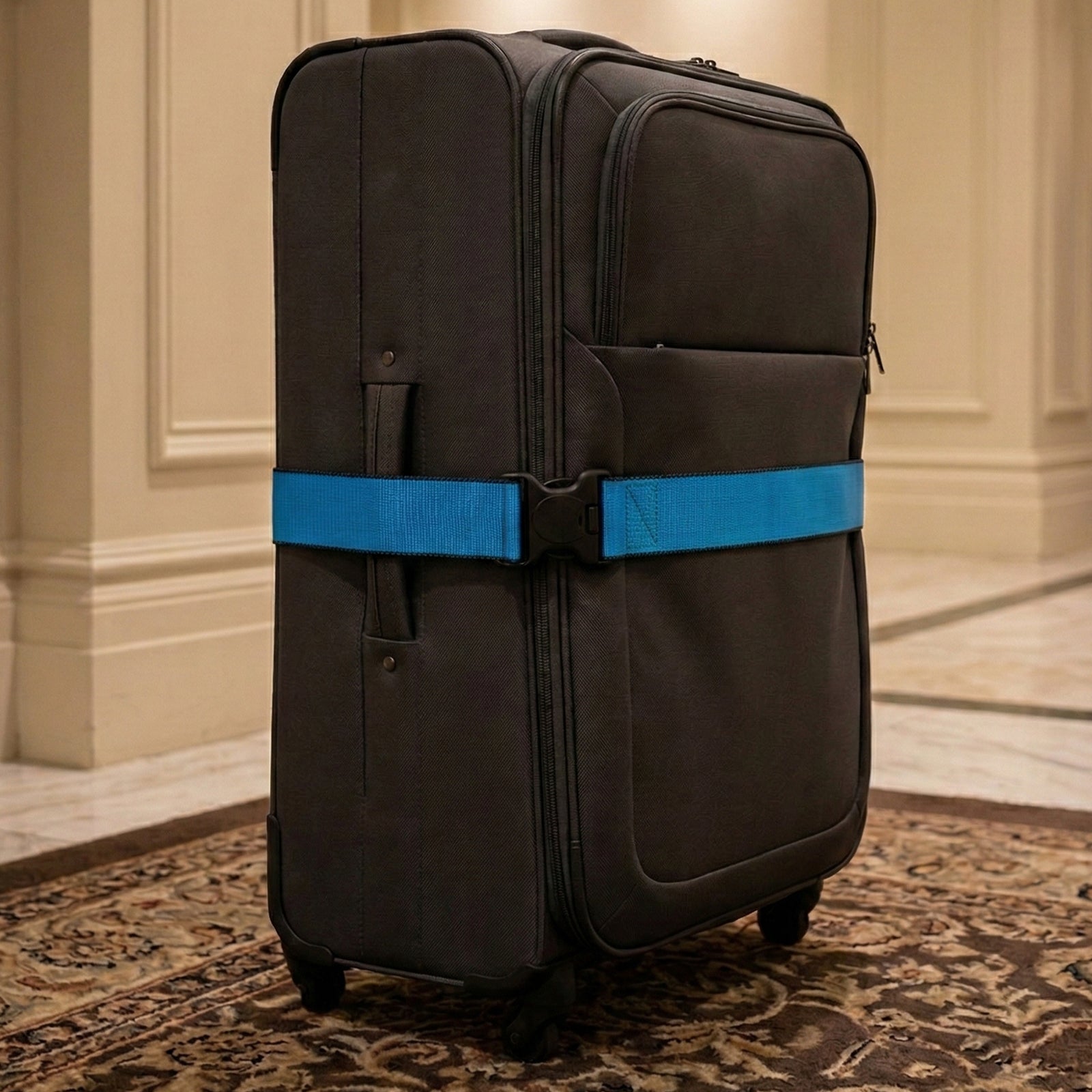 GRUNT 50mm x 1.8m Blue Luggage Strap – wide cam-buckle strap for securing suitcases, travel bags, and luggage. Ideal for travel, storage, and moving applications. Available at Bunnings AU and NZ.