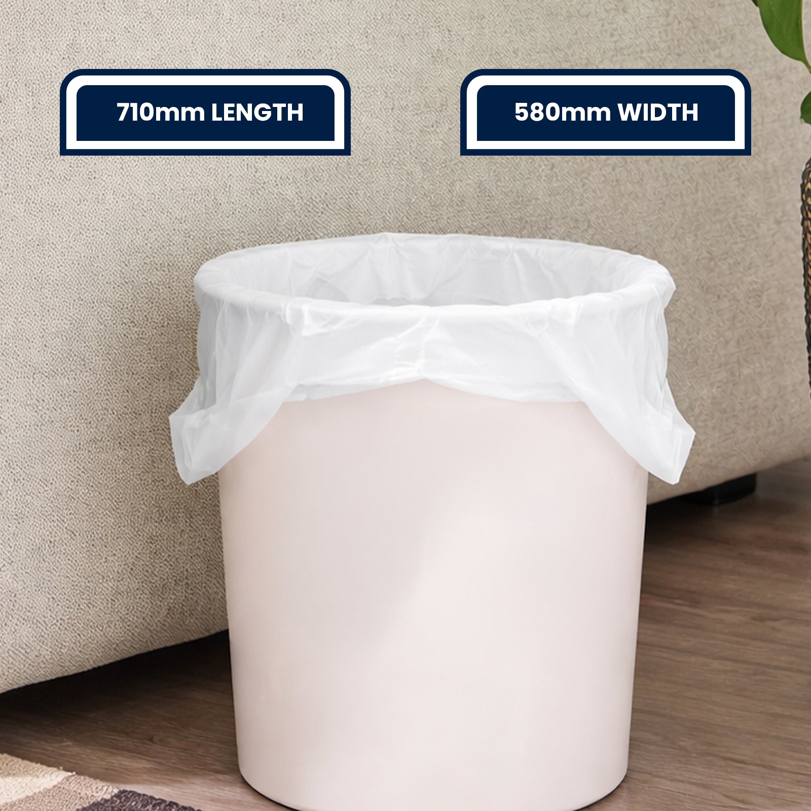 GRUNT 34L White Kitchen Tie Top Rubbish Bags 100-Pack – convenient tie-top bin liners for 34L kitchen bins. Integrated tie strips for easy sealing and hygienic waste disposal. Available at Bunnings AU and NZ.