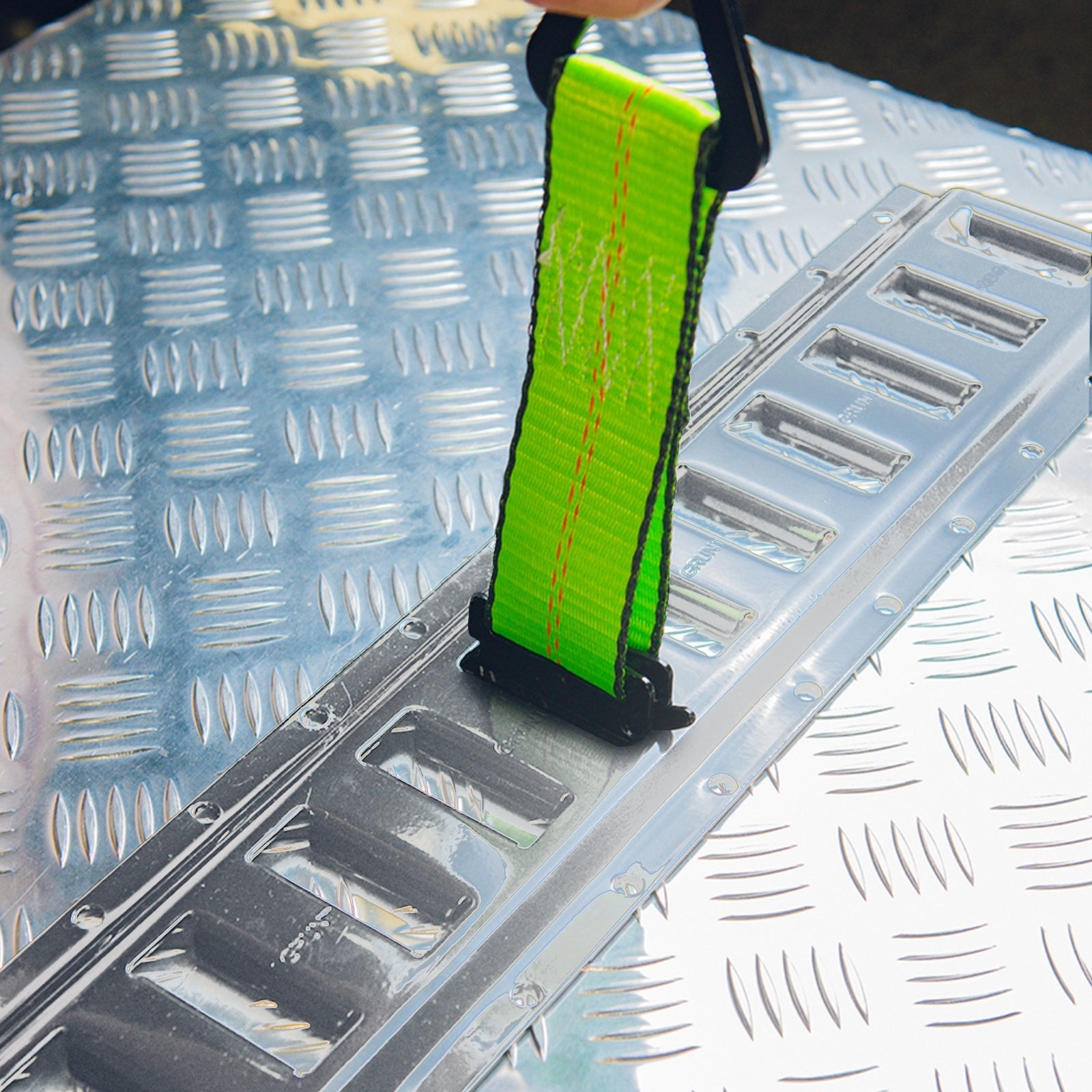 GRUNT 600mm Silver E Track Tie Down Rail – standard-length E-Track rail for trailer and van cargo control. Compatible with all E-Track fittings and accessories for flexible load securing. Available at Bunnings AU.