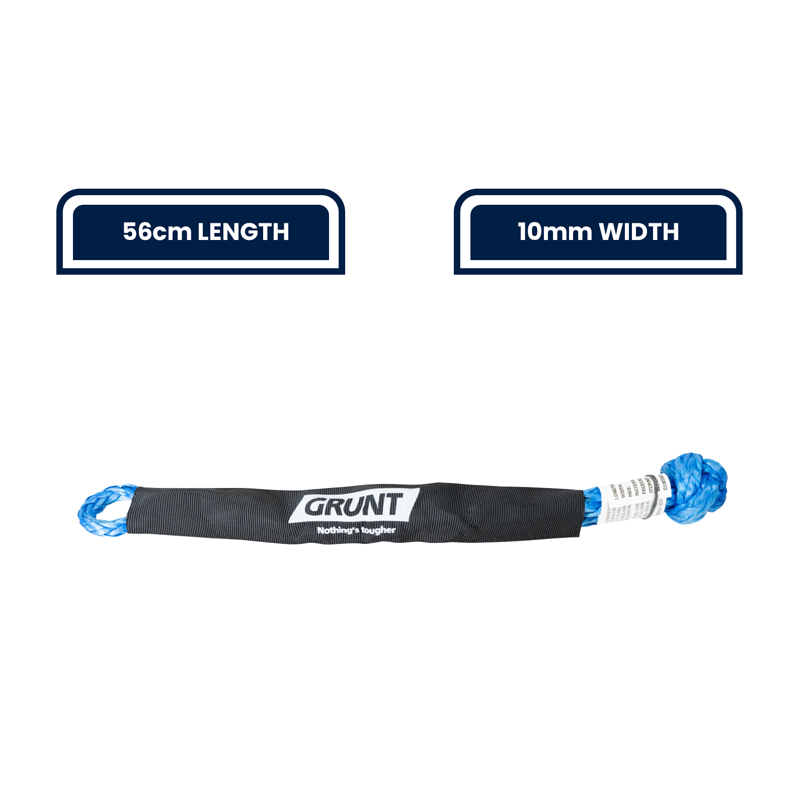 GRUNT 60mm 17000kg Braided Soft Shackle – ultra-high-strength synthetic fibre shackle for heavy 4WD recovery, rigging, and load lifting. Safe, lightweight, and non-damaging replacement for steel shackles. Available at Bunnings AU and NZ.