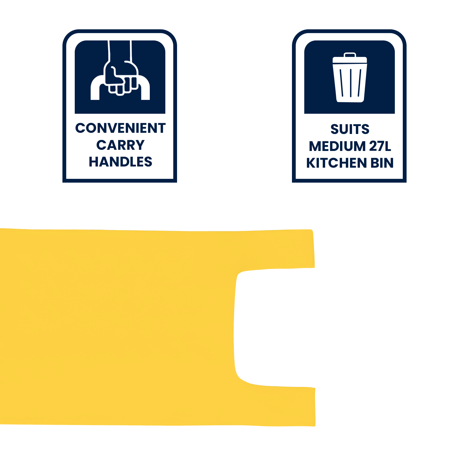 GRUNT 27L Yellow Lemon Scented Kitchen Tidy Bags 50-Pack – odour-neutralising lemon scented kitchen bin bags for fresh-smelling waste disposal. Medium size fits standard kitchen tidy bins. Available at Bunnings AU and NZ.