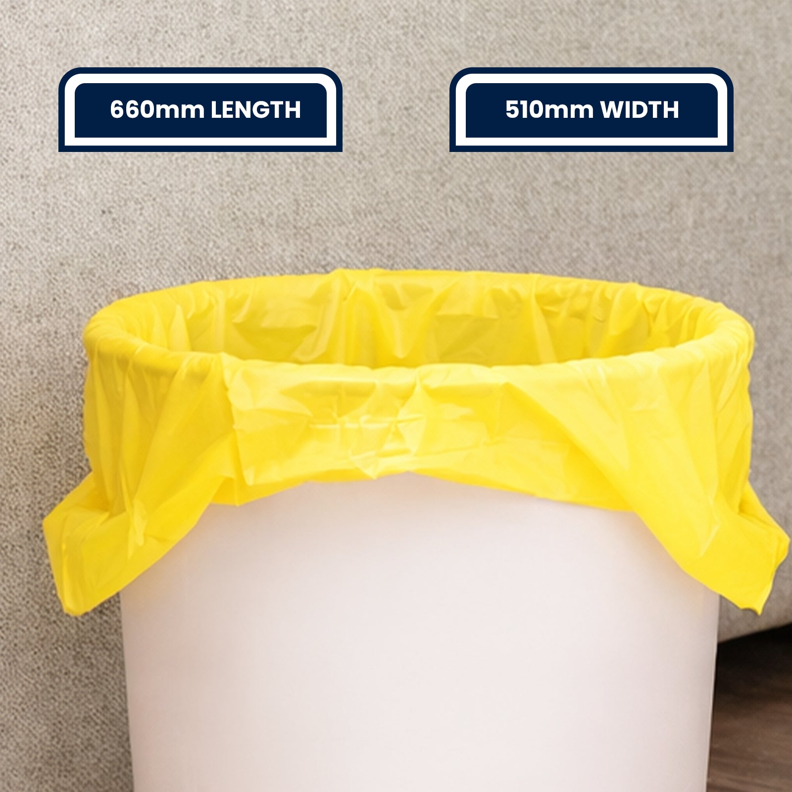 GRUNT 27L Yellow Lemon Scented Kitchen Tidy Bags 50-Pack – odour-neutralising lemon scented kitchen bin bags for fresh-smelling waste disposal. Medium size fits standard kitchen tidy bins. Available at Bunnings AU and NZ.