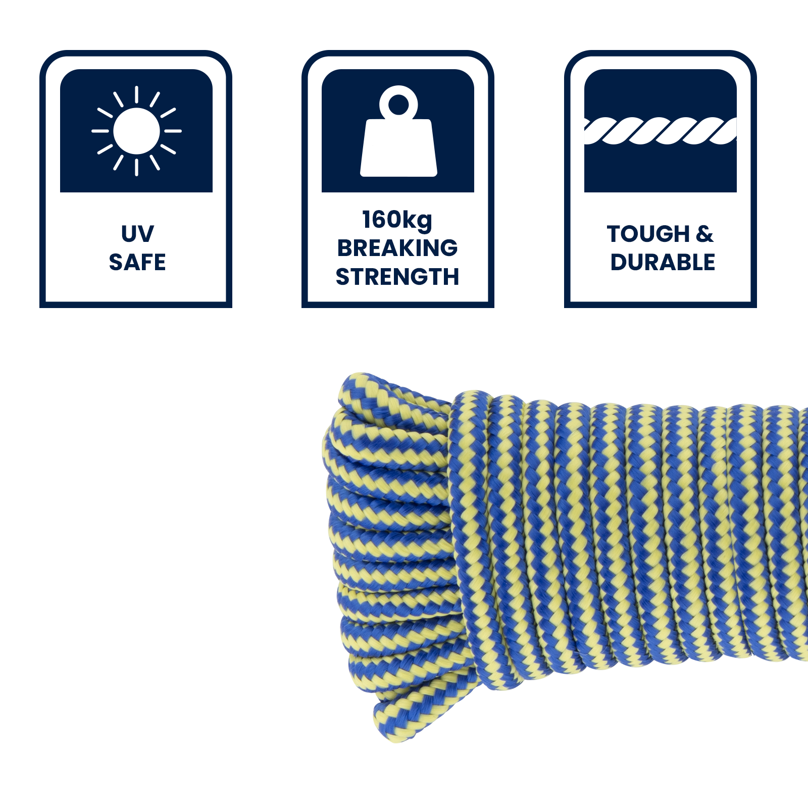 GRUNT 6mm x 15m Multicolour Multi Purpose Rope – vibrant, strong polypropylene rope for general household, garden, and outdoor use. UV-resistant and versatile for countless applications. Available at Bunnings AU and NZ.