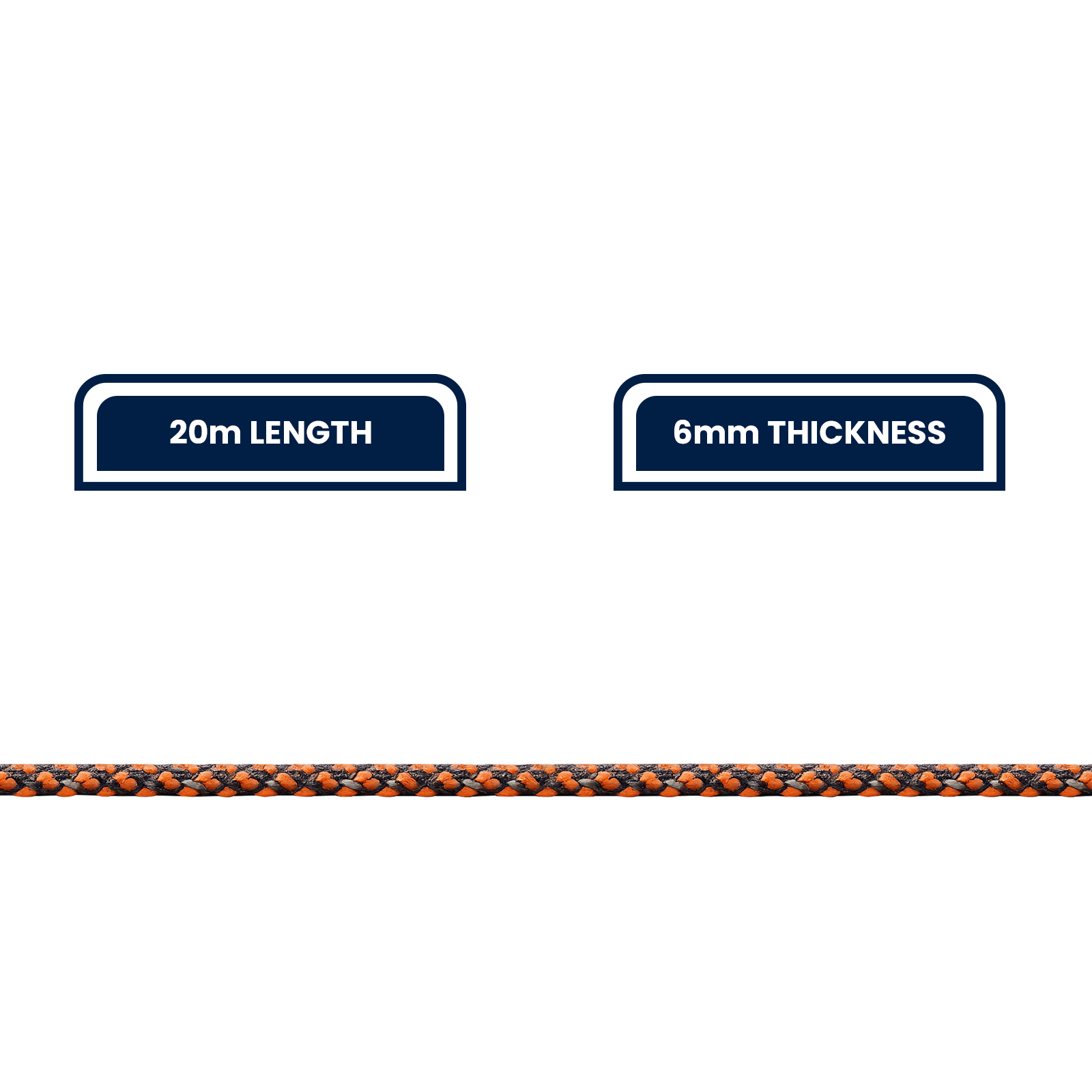 GRUNT 6mm x 20m Orange Reflecta-Tex Rope – thick high-visibility reflective rope for site safety, camping, and outdoor perimeter marking. Textured grip surface with night-reflective threads. Available at Bunnings AU and NZ.