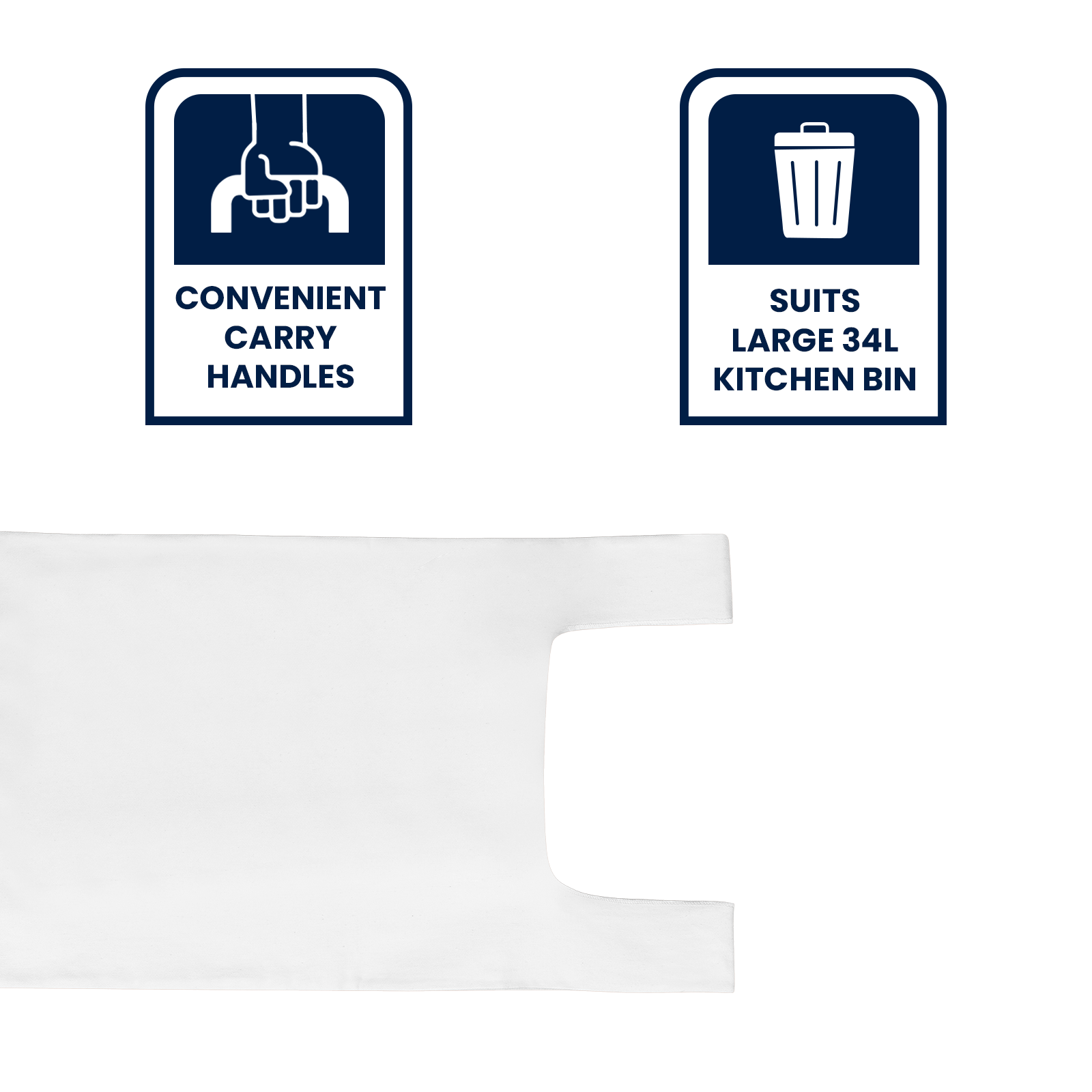 GRUNT 34L White Large Kitchen Tidy Bags 50-Pack – large clean white bin liners for 34L kitchen bins. Durable, leak-resistant bags for everyday household waste. Available at Bunnings AU.