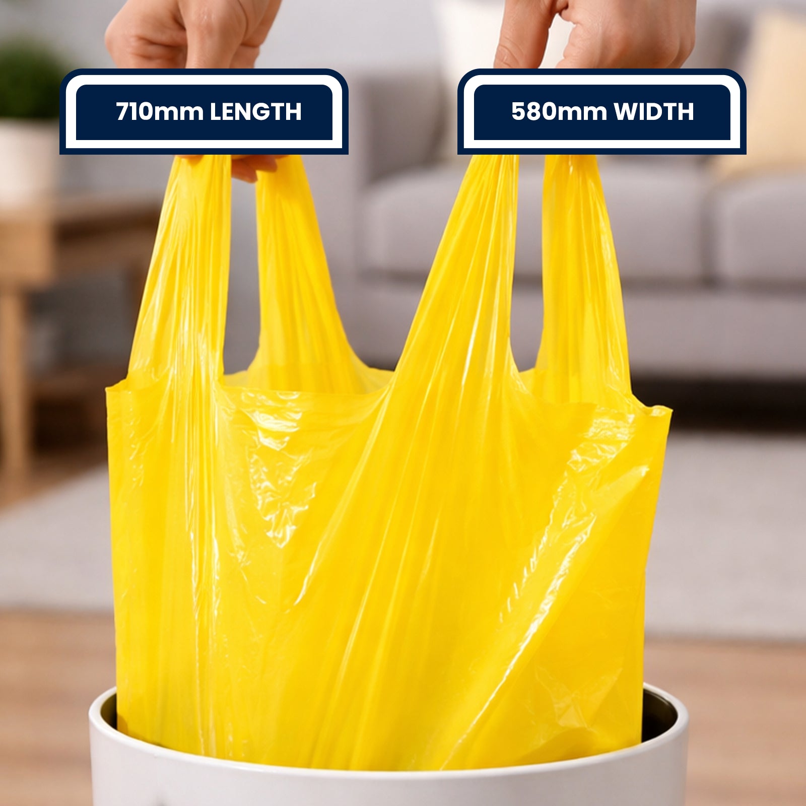 GRUNT 34L Yellow Large Lemon Scented Kitchen Tidy Bags 50-Pack – large fresh-scented kitchen bin liners for 34L bins. Odour-controlling lemon fragrance for daily household waste management. Available at Bunnings AU.