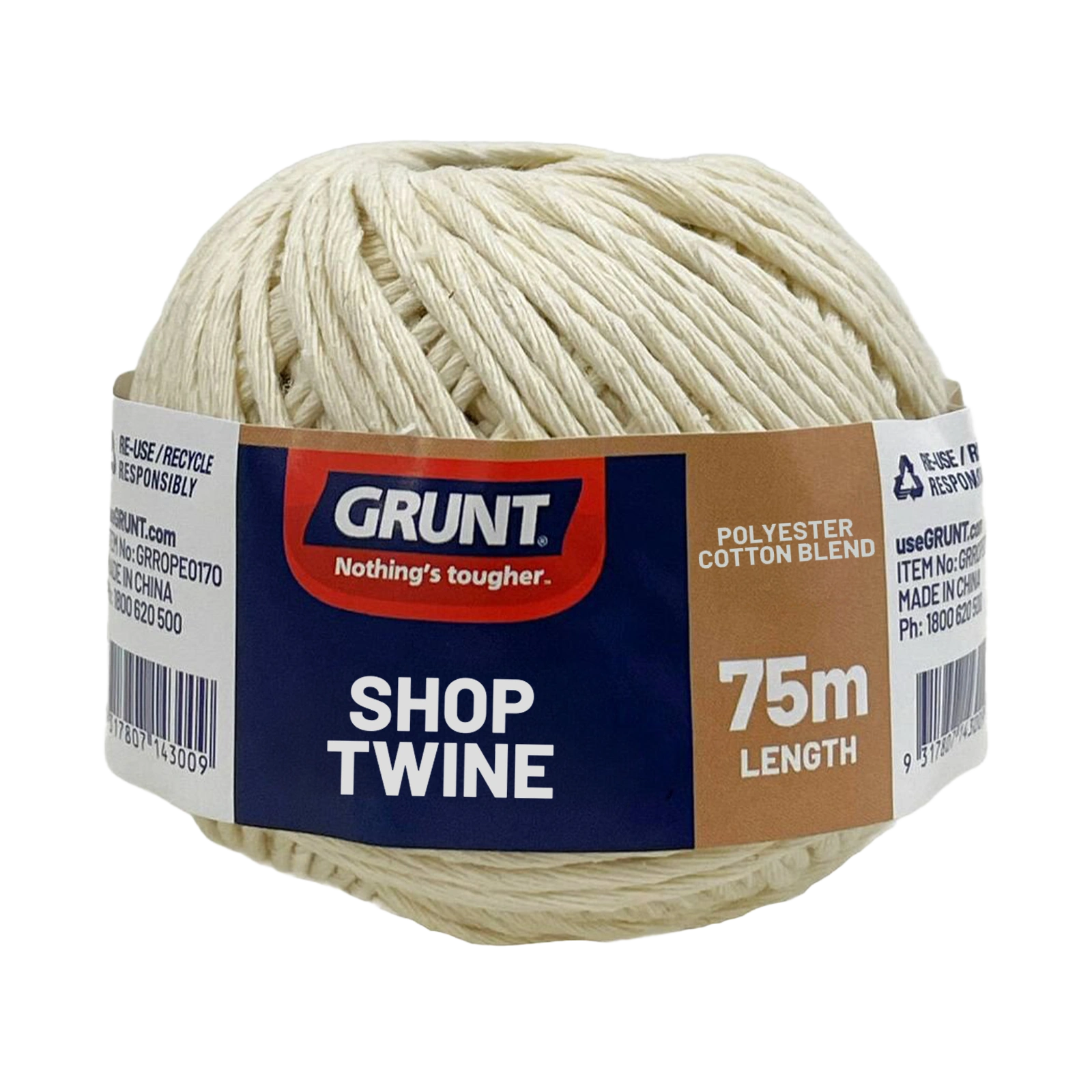 GRUNT 75m Natural Fibre Cotton Shop Twine – soft, biodegradable cotton twine for packaging, tying, crafts, and garden use. Eco-friendly and versatile. Available at Bunnings AU and NZ.
