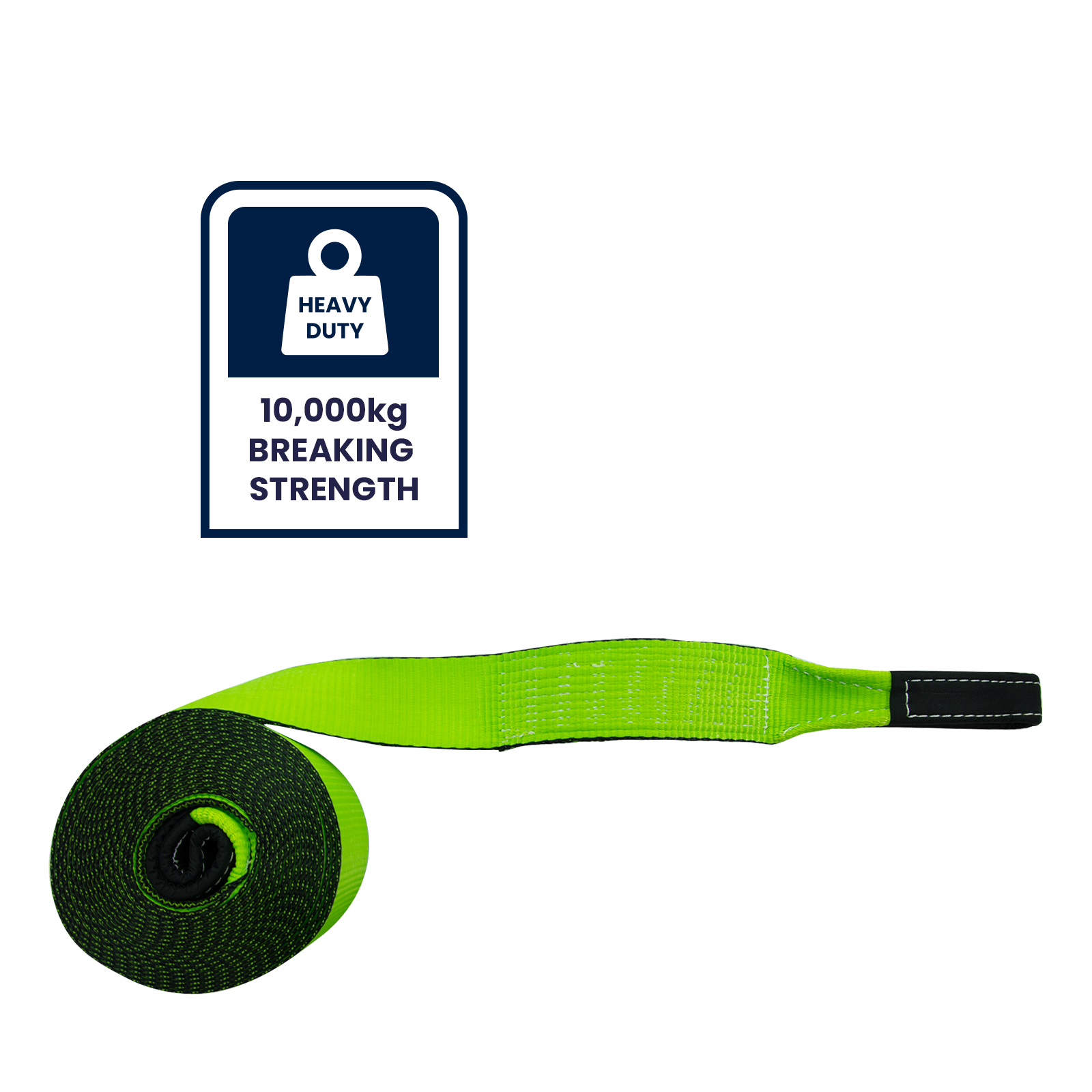 GRUNT 75mm x 9m Green Recovery Strap – 10000kg 4WD recovery strap for vehicle extraction from mud, sand, and off-road terrain. Heavy-duty nylon construction for safe and efficient recovery. Available at Bunnings AU and NZ.
