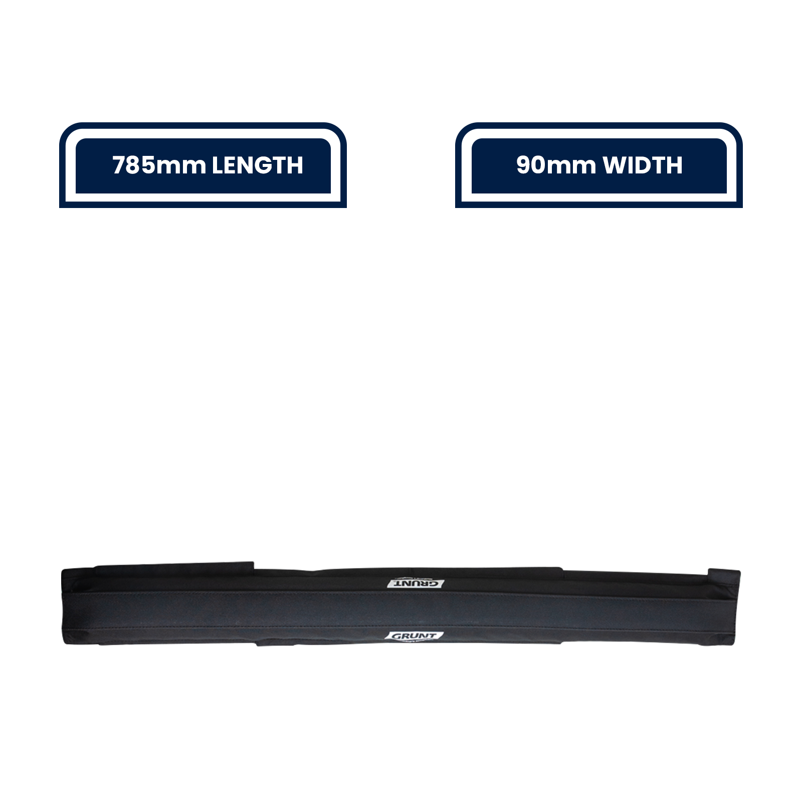 GRUNT 800mm Large Black Cargo Protector – extra-long padded edge protector for tie-down straps on large cargo items. Prevents strap abrasion and protects load surfaces during heavy transport. Available at Bunnings AU and NZ.