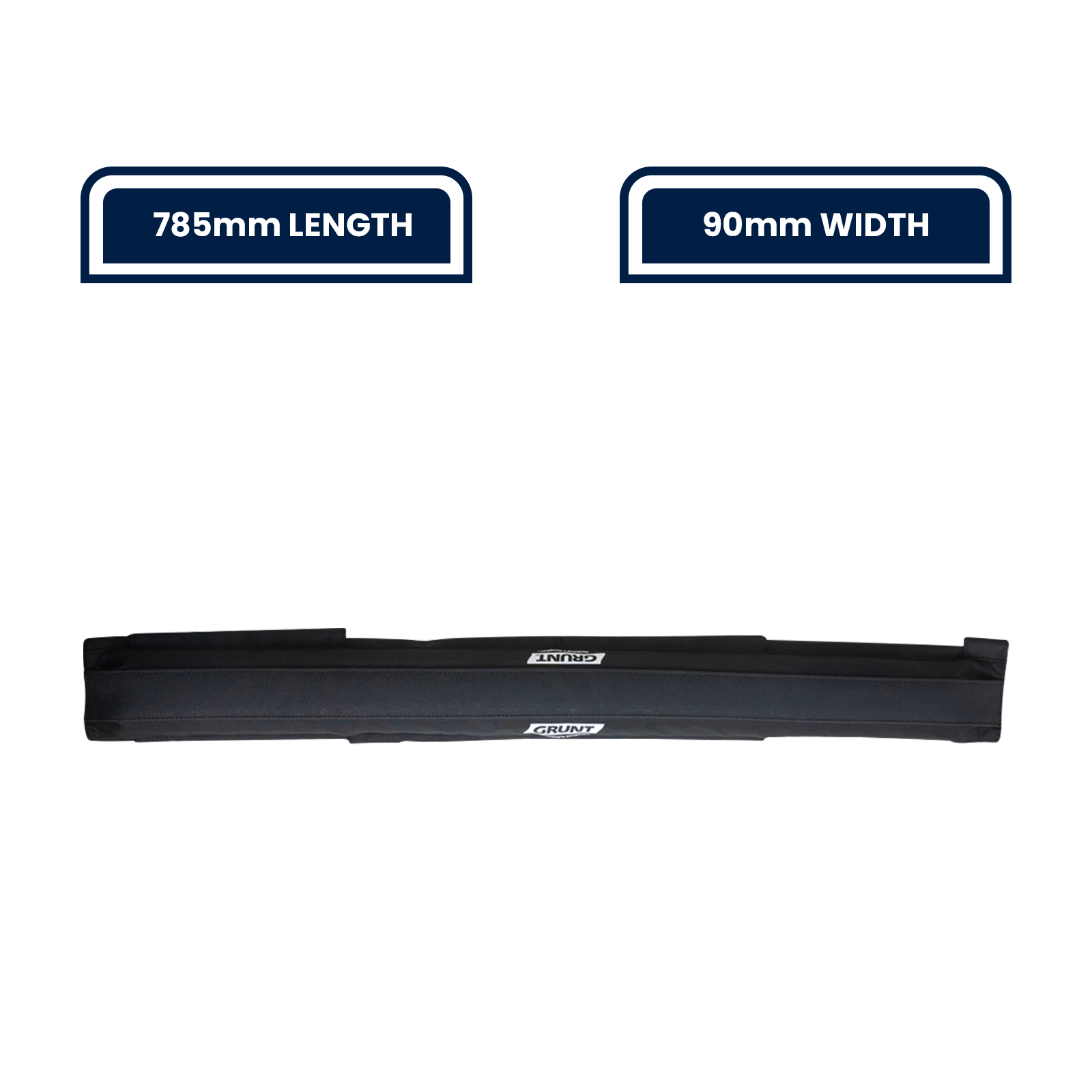 GRUNT 800mm Large Black Cargo Protector – extra-long padded edge protector for tie-down straps on large cargo items. Prevents strap abrasion and protects load surfaces during heavy transport. Available at Bunnings AU and NZ.