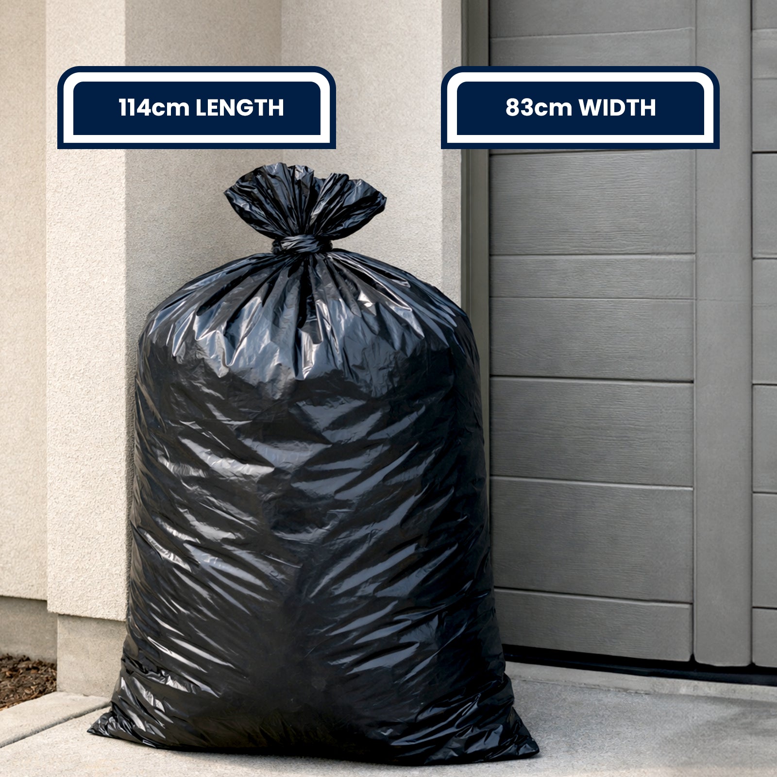 GRUNT 158L Black Heavy Duty Clean Up Bags – large heavy-duty black clean-up bags for garden waste, construction rubble, and bulk cleanup. Strong, puncture-resistant multi-layer design. Available at Bunnings NZ.