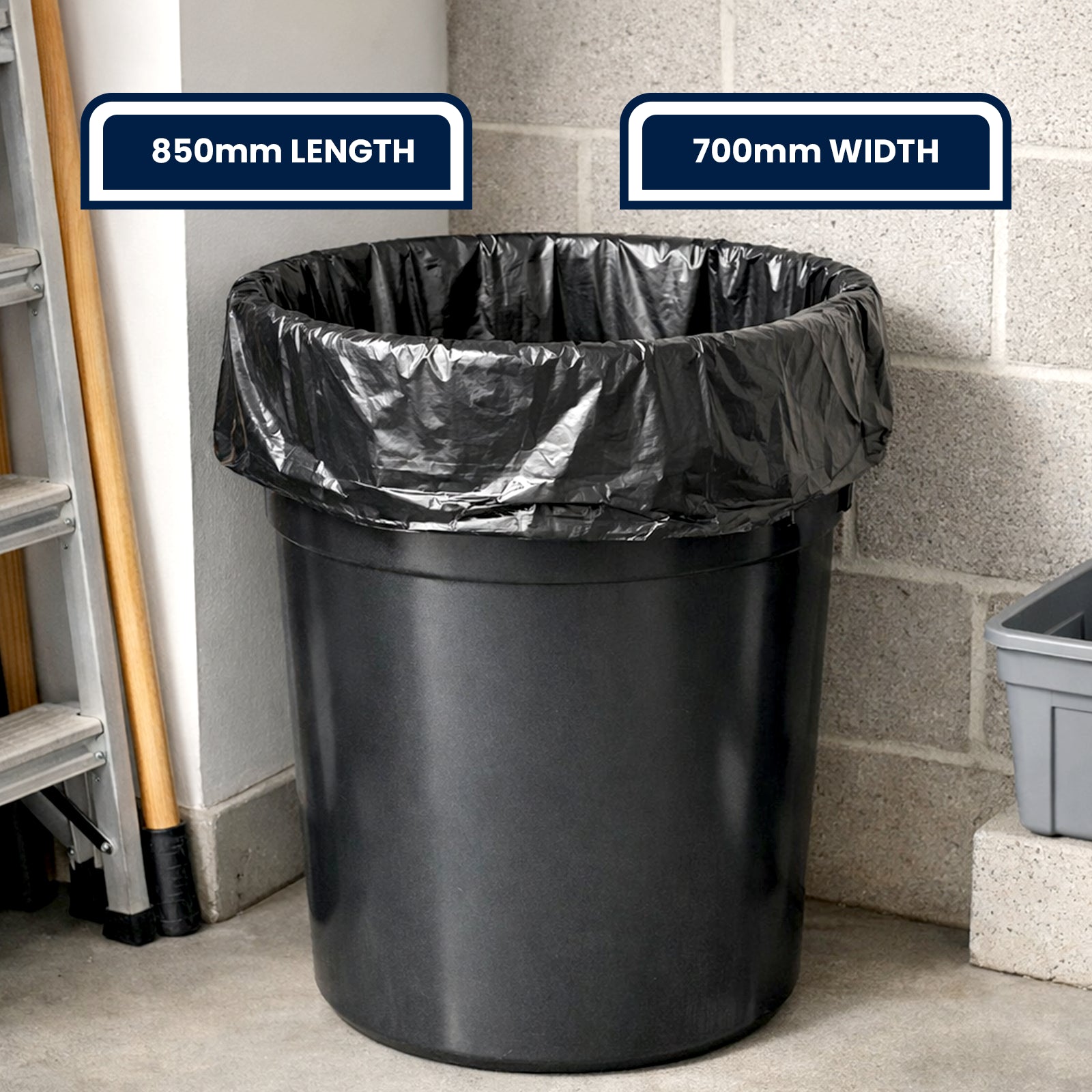 GRUNT 60L Black Rubbish Bags 50-Pack – value-pack strong black bin liners for indoor and outdoor 60L bins. Durable, thick, and reliable for everyday household waste disposal. Available at Bunnings AU and NZ.