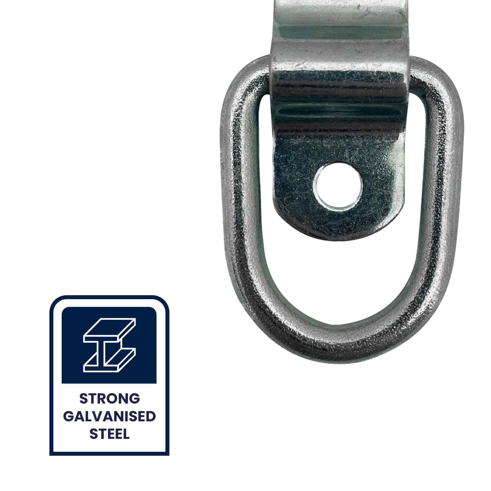 GRUNT Silver Galvanised D Ring Anchor Points 4-Pack – heavy-duty galvanised steel D-ring tie-down anchor points for trailers, utes, and vans. Corrosion-resistant for long-lasting outdoor use. Available at Bunnings AU and NZ.