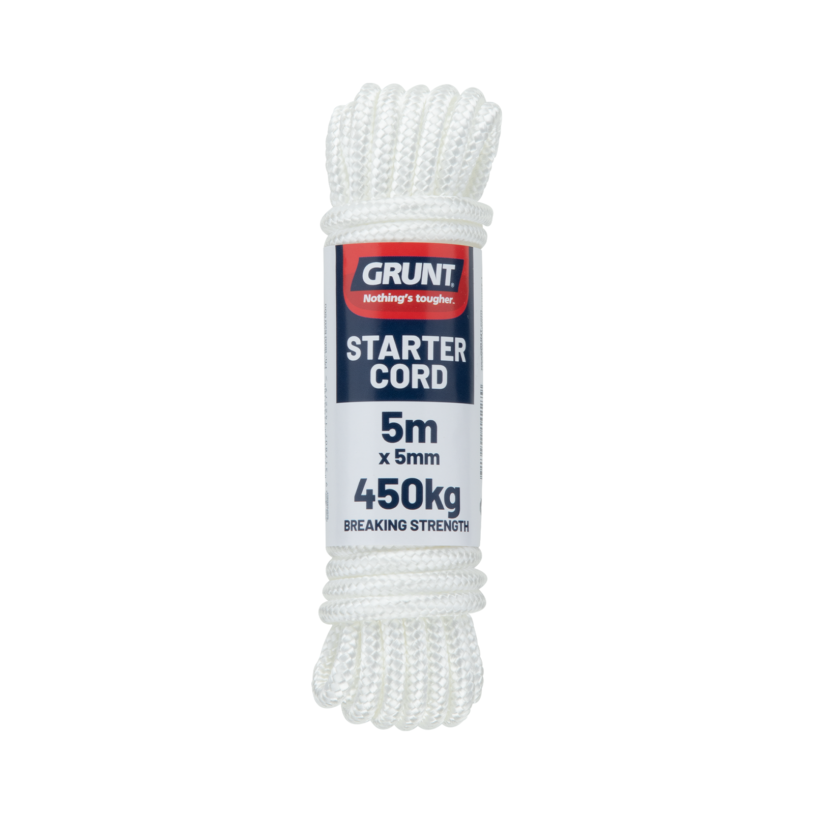 GRUNT 5mm x 5m White Starter Cord – heavy-duty nylon pull-start replacement cord for lawnmowers, chainsaws, and outdoor power equipment. Reliable DIY engine repair solution. Available at Bunnings AU and NZ.