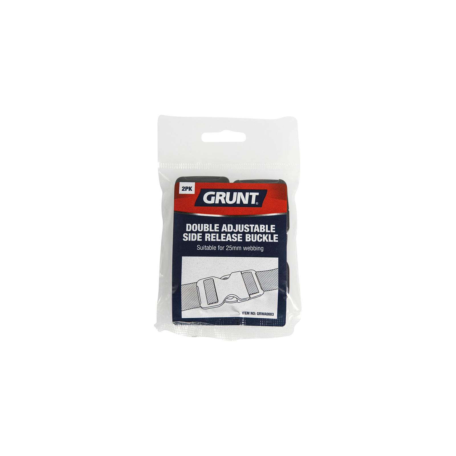 Grunt 25mm Black Double Adjustable Side Release Buckle 2 - Pack