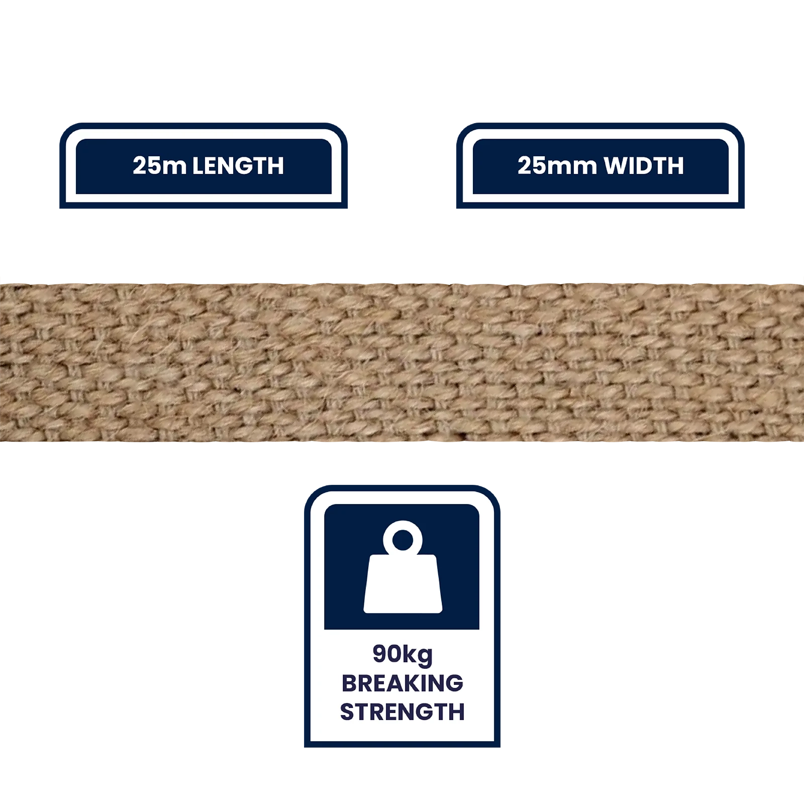 Grunt 25mm x 25m Jute Webbing