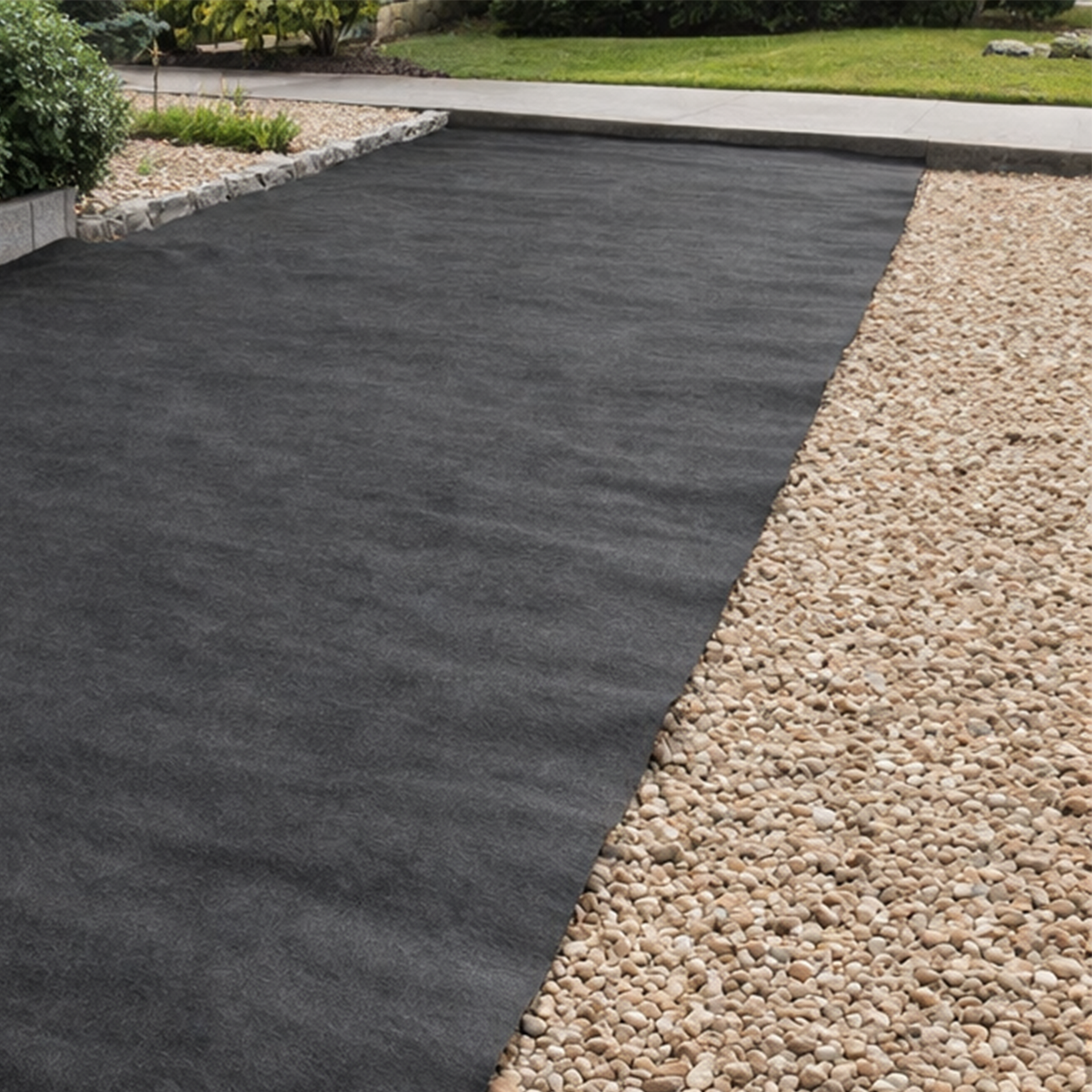 GRUNT 1m x 10m Black Non Woven Geotextile Drain Mat Fabric – black weed-suppressing drainage fabric for garden beds, pathways, and drainage systems. Permeable and UV-stabilised for long-term performance. Available at Bunnings AU.
