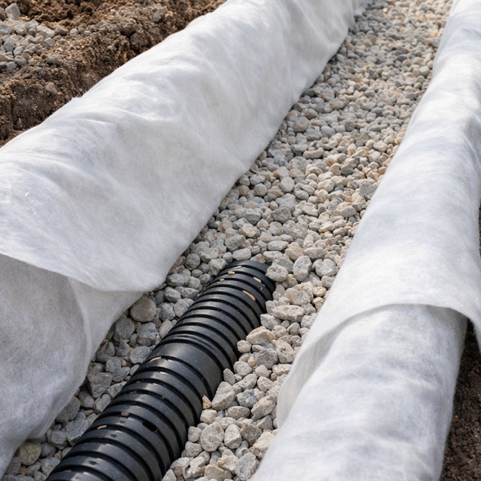 GRUNT 1m x 10m White Non Woven Geotextile Drain Mat Fabric – permeable drainage and erosion control fabric for subsoil drainage, garden beds, and retaining wall construction. UV-stabilised for lasting performance. Available at Bunnings AU.