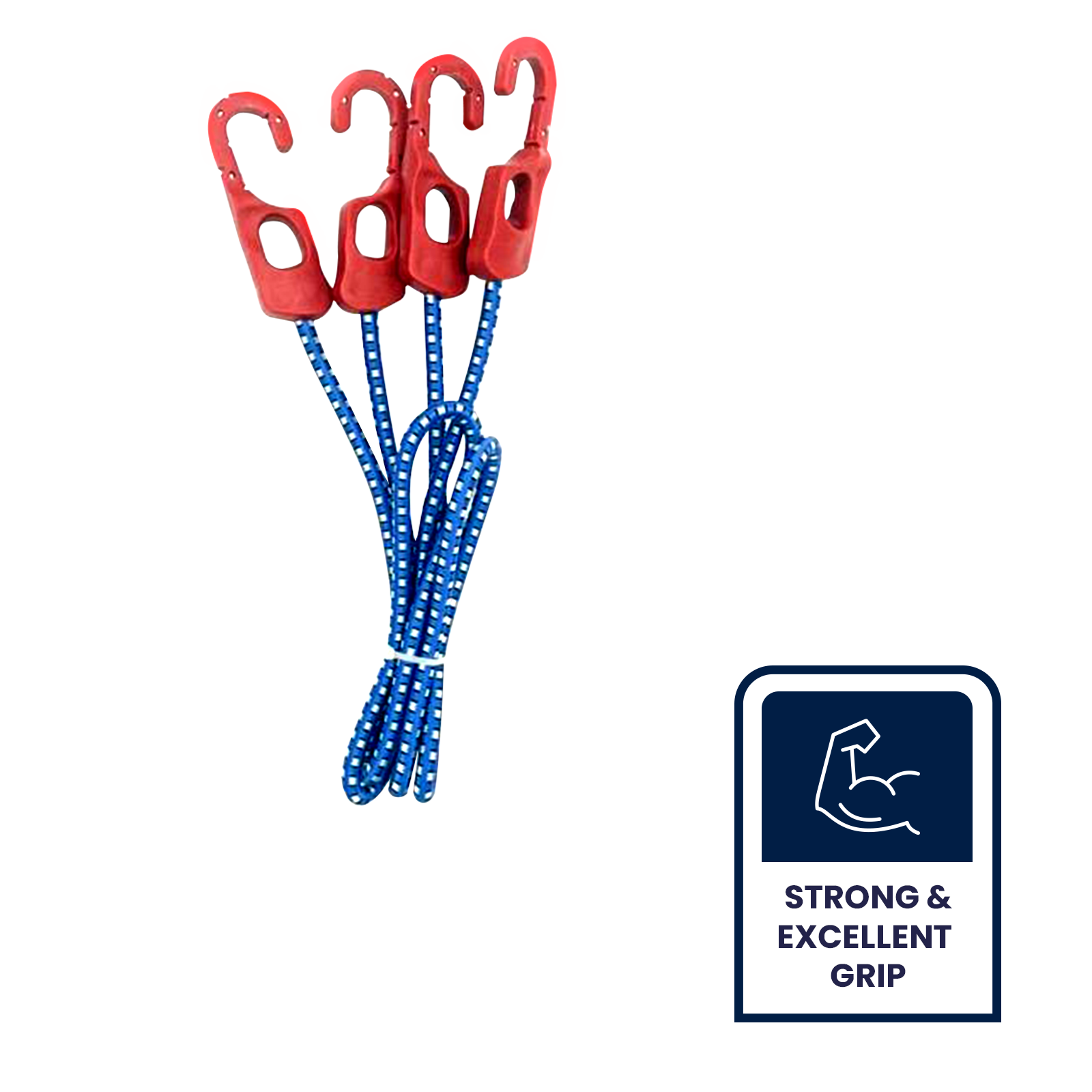 GRUNT 1000mm Blue and Black Octopus Tie Down Straps 2-Pack – multi-hook elastic straps for securing camping gear, bikes, and loads to racks and trailers. Versatile and easy to attach. Available at Bunnings AU and NZ.