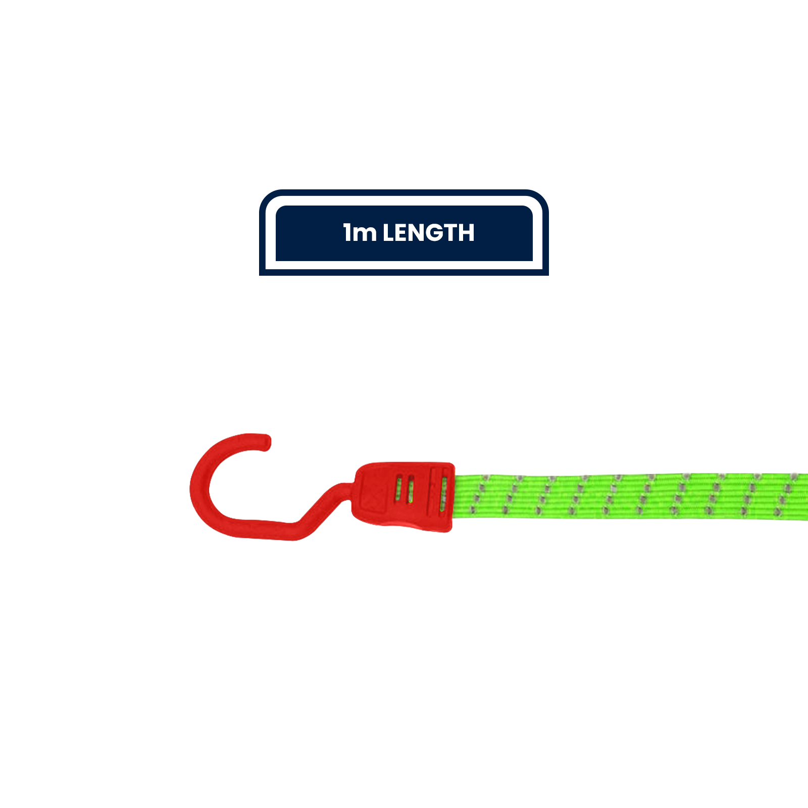 GRUNT 1m Fluro Orange Reflecta Flat Bungee Strap – long high-visibility reflective flat bungee strap for securing larger loads on trailers, racks, and utes. Day and night load safety. Available at Bunnings AU and NZ.