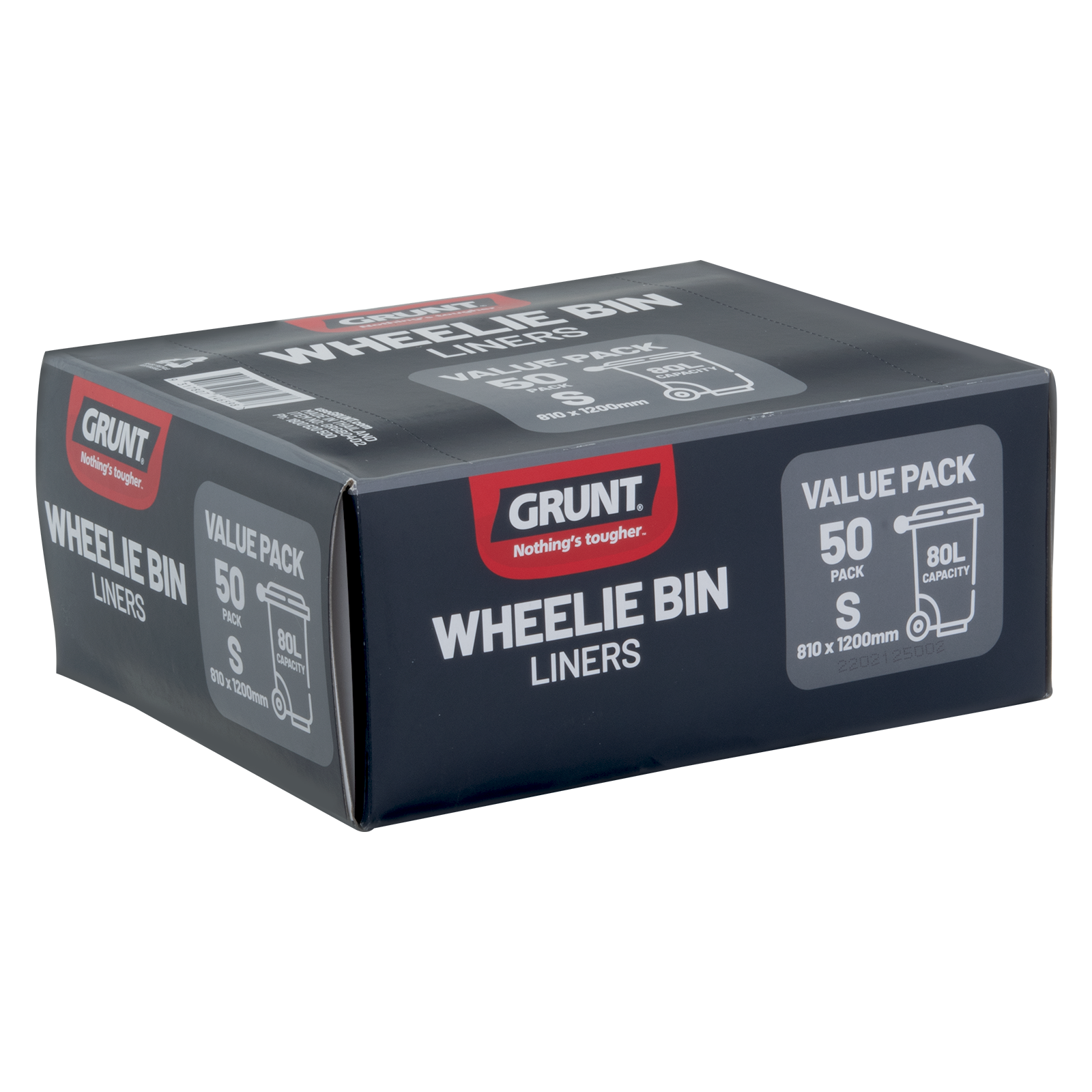 GRUNT 80L Black Small Wheelie Bin Liners 50-Pack – strong bin liners for 80L wheelie bins. Value 50-pack for residential and light commercial waste management. Available at Bunnings AU.