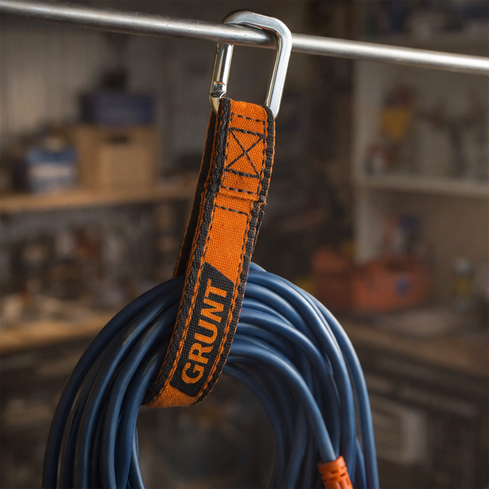 GRUNT 20cm Handy Hanger and Carabiner Clip – versatile carabiner hook for camping, hanging gear, and general-purpose clip and hang applications. Lightweight and easy to use. Available at Bunnings AU and NZ.