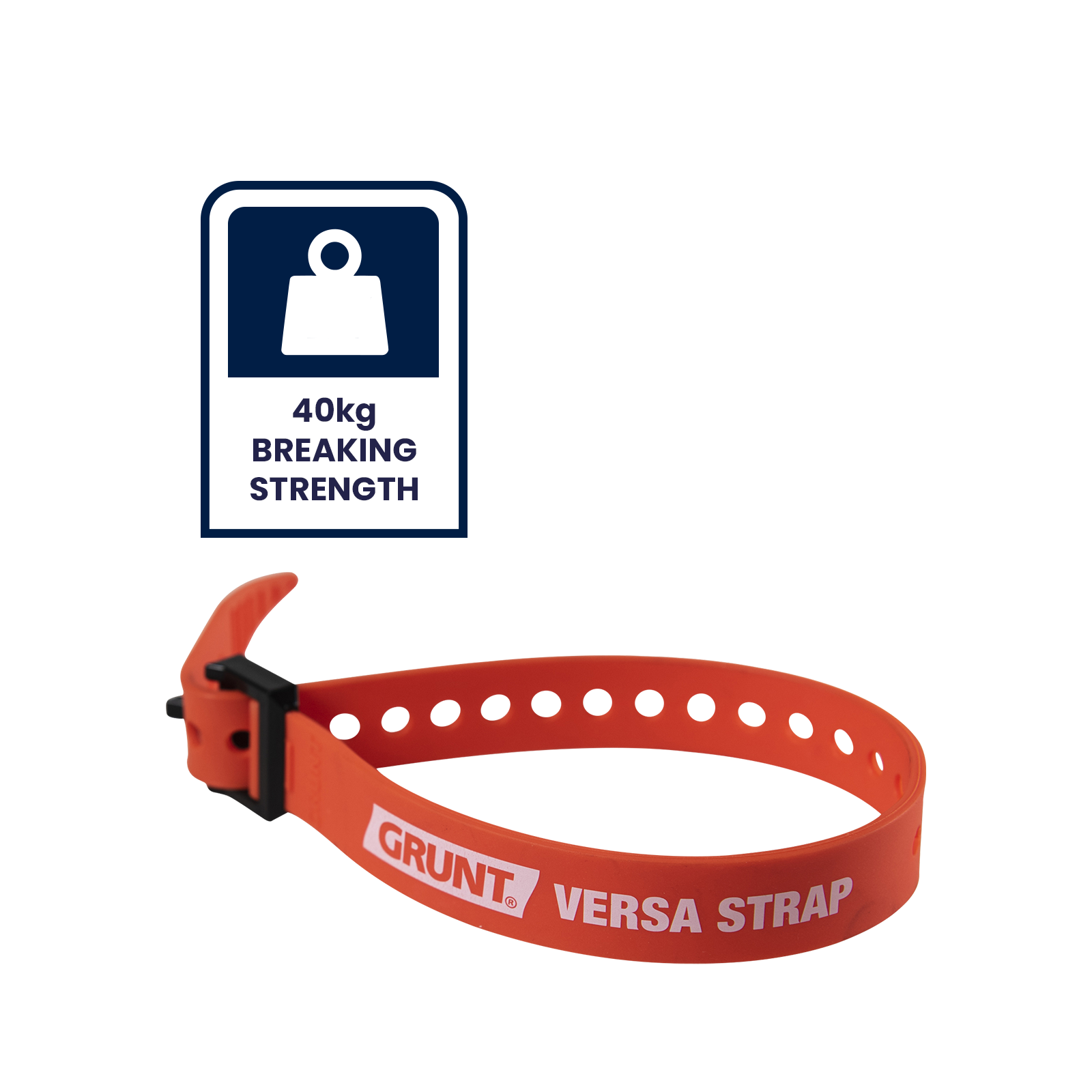 GRUNT 20mm x 60cm Orange Versa Strap – medium-length reusable hook-and-loop strap for bundling hoses, cables, and tools. Versatile for workshop, camping, and automotive applications. Available at Bunnings AU and NZ.